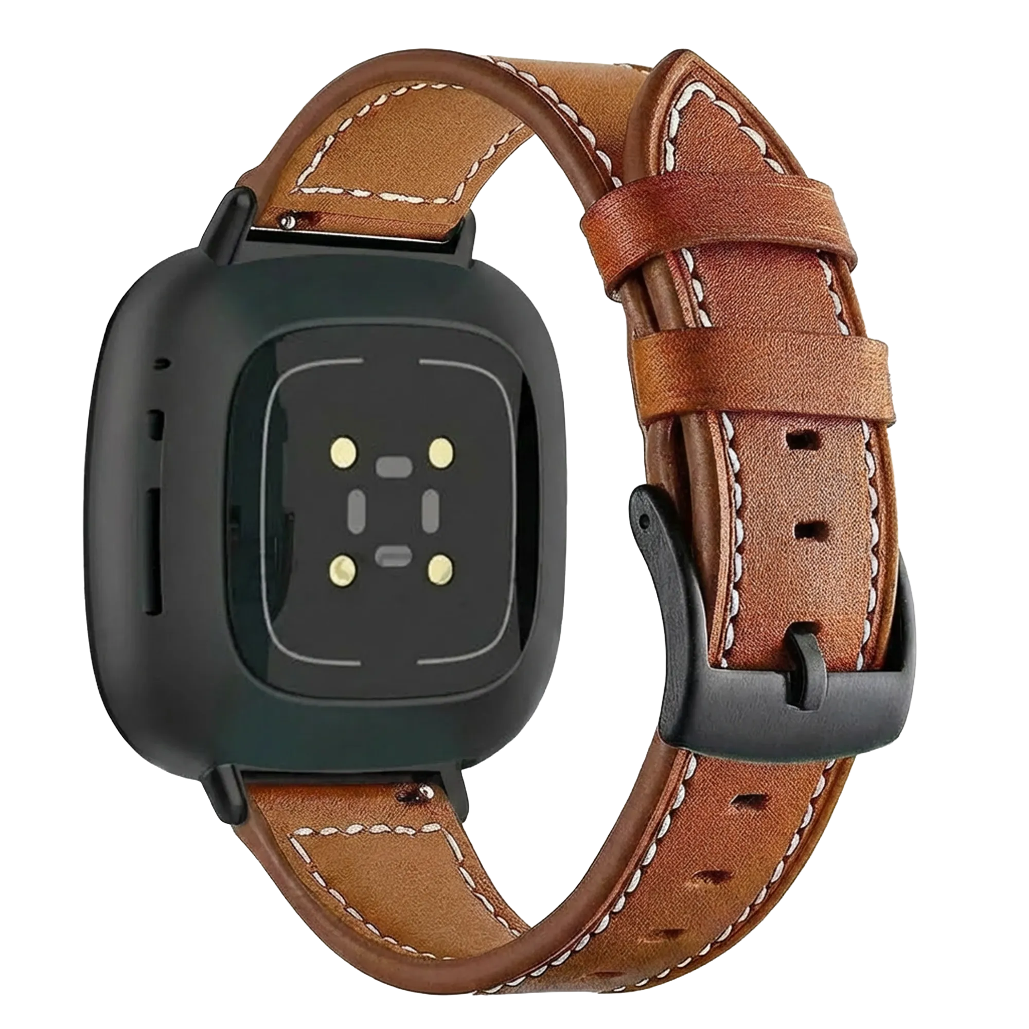 Fitbit Versa 4 leren bandje (bruin)