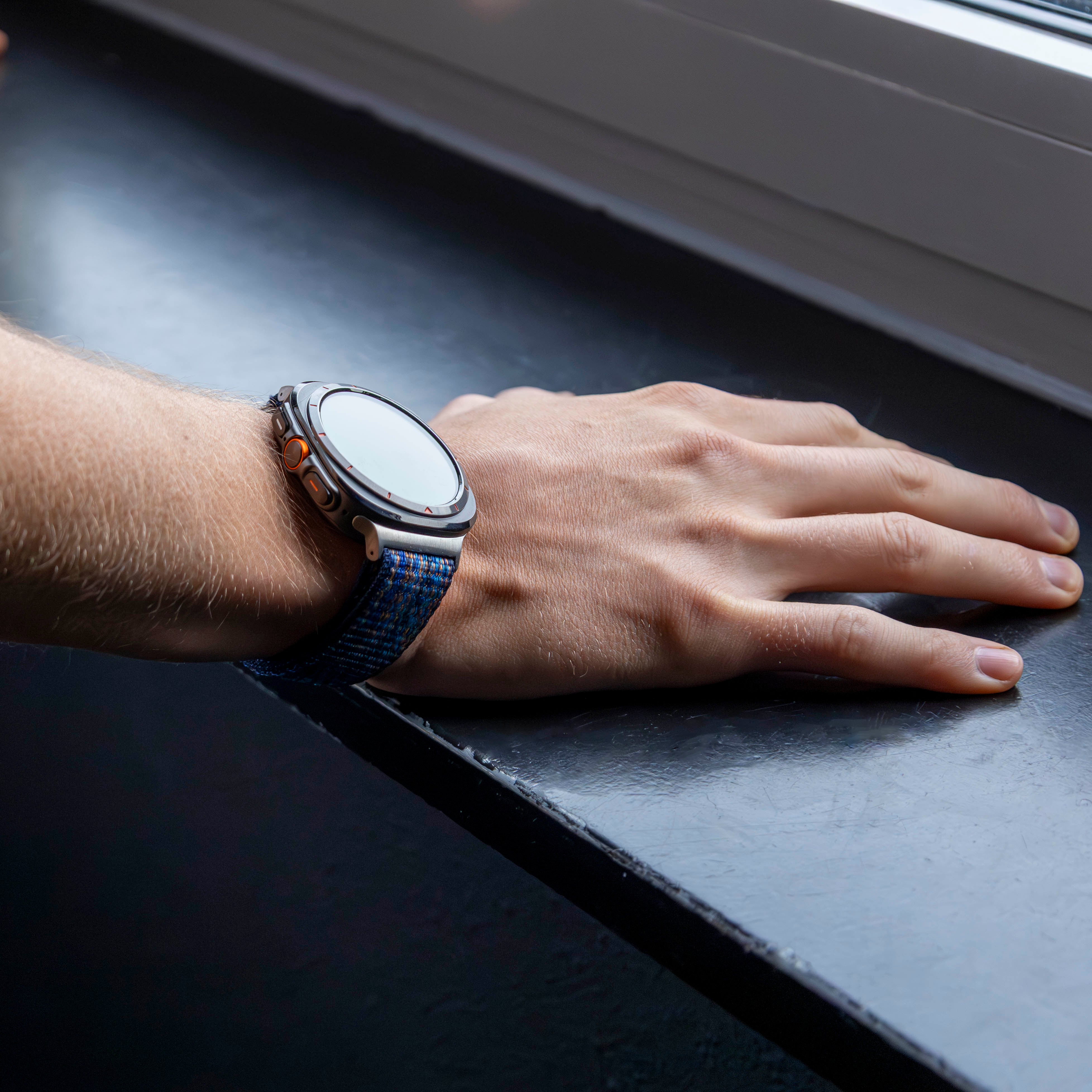 Bandz Samsung Galaxy Watch Ultra nylon loop band (blauw mix)