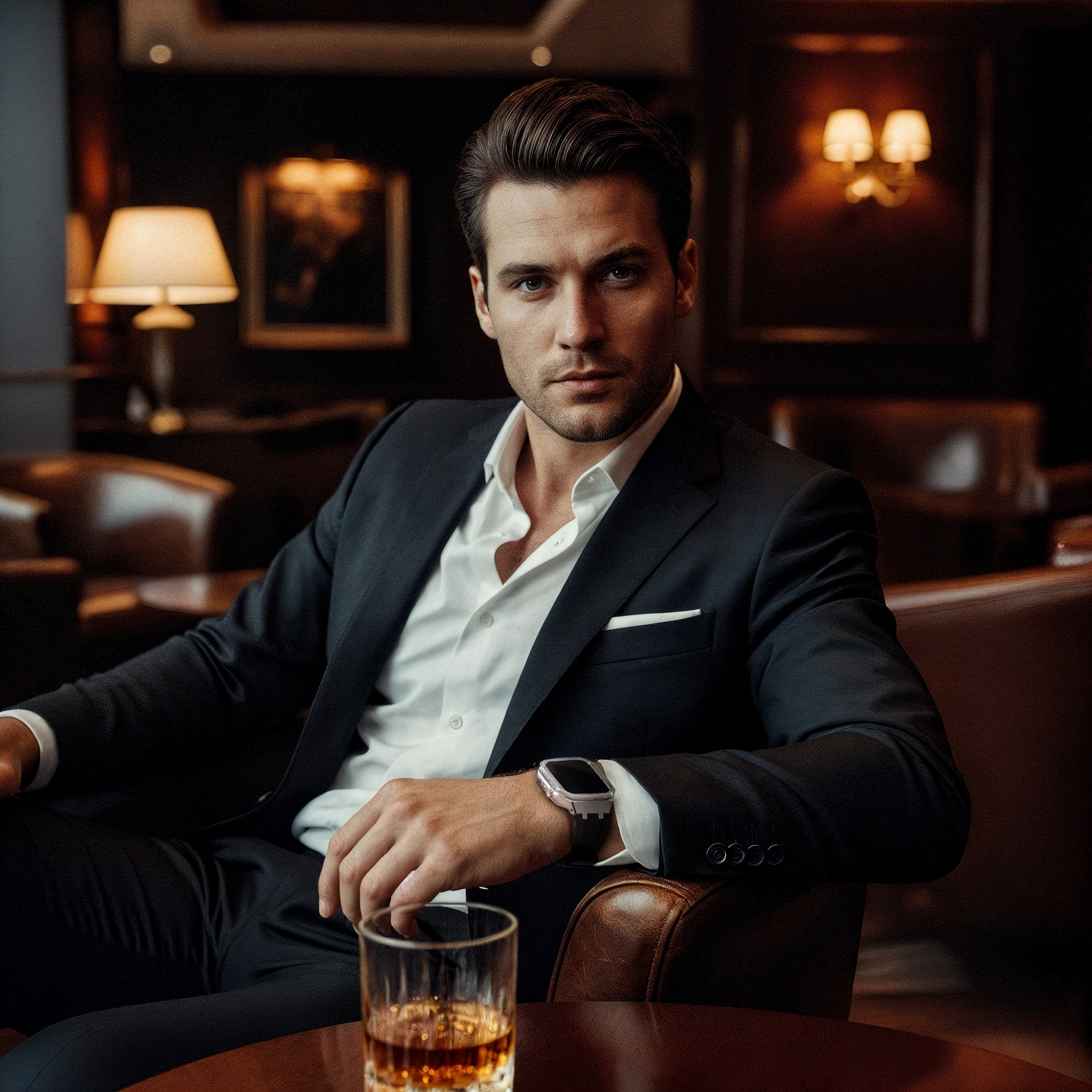 Reqior Apple Watch 45mm Case with Rubber Strap (Black)