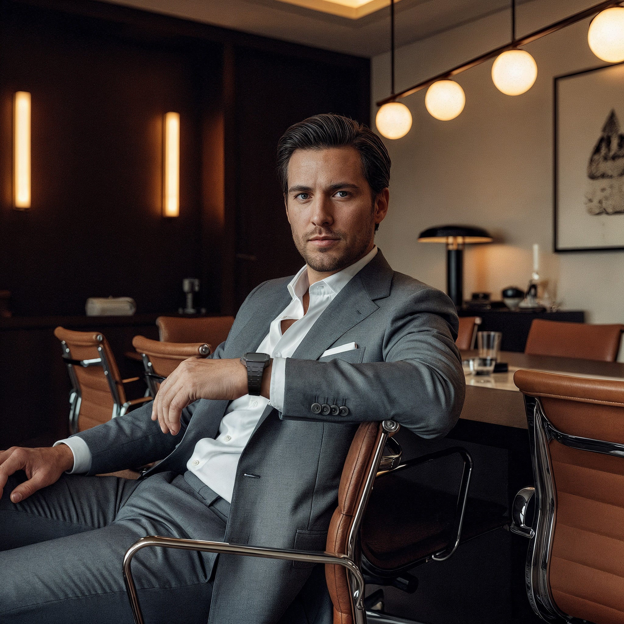 Reqior Apple Watch 45mm polymer en metalen case met rubberen band (zilver)