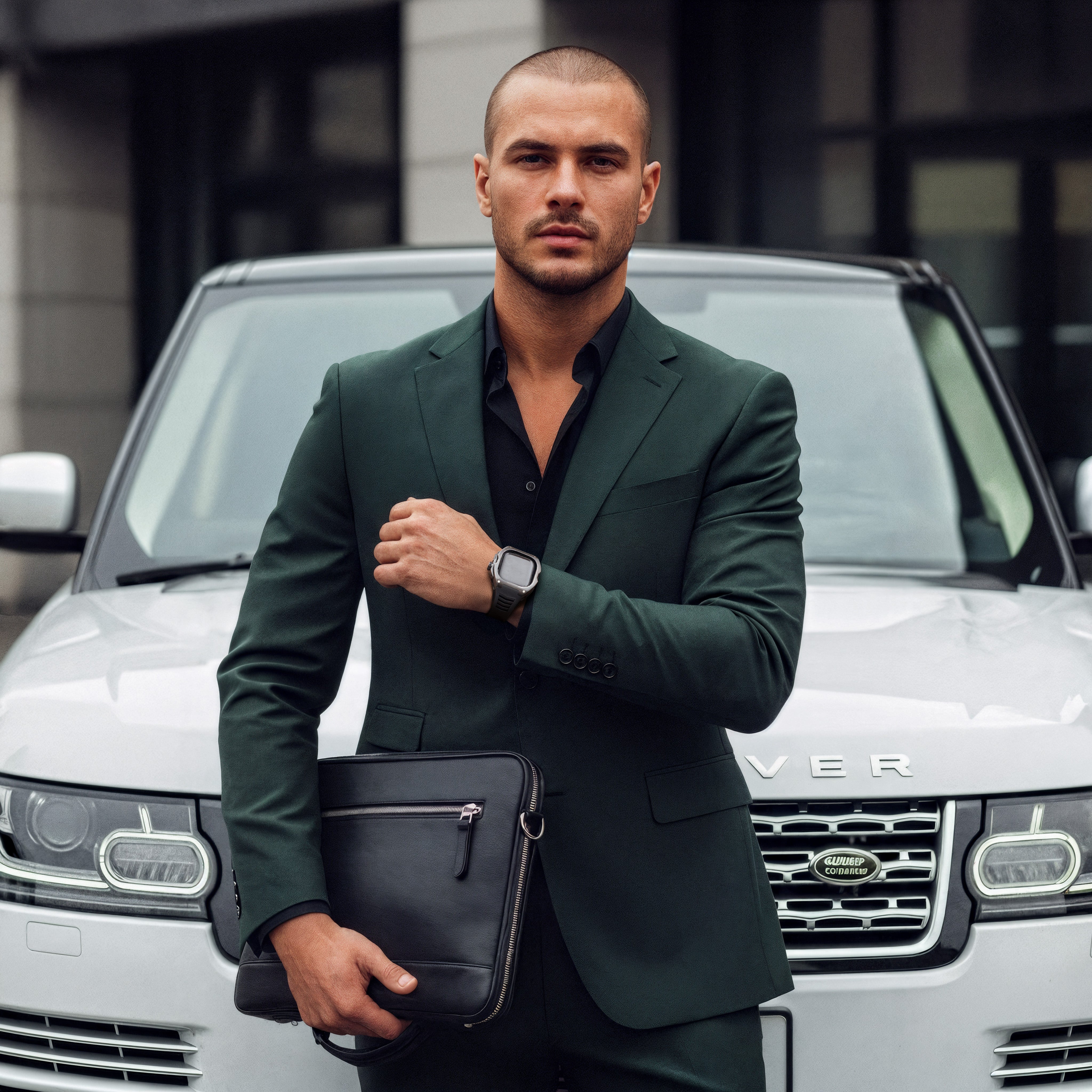 Reqior Apple Watch Ultra case met rubberen band (zwart)