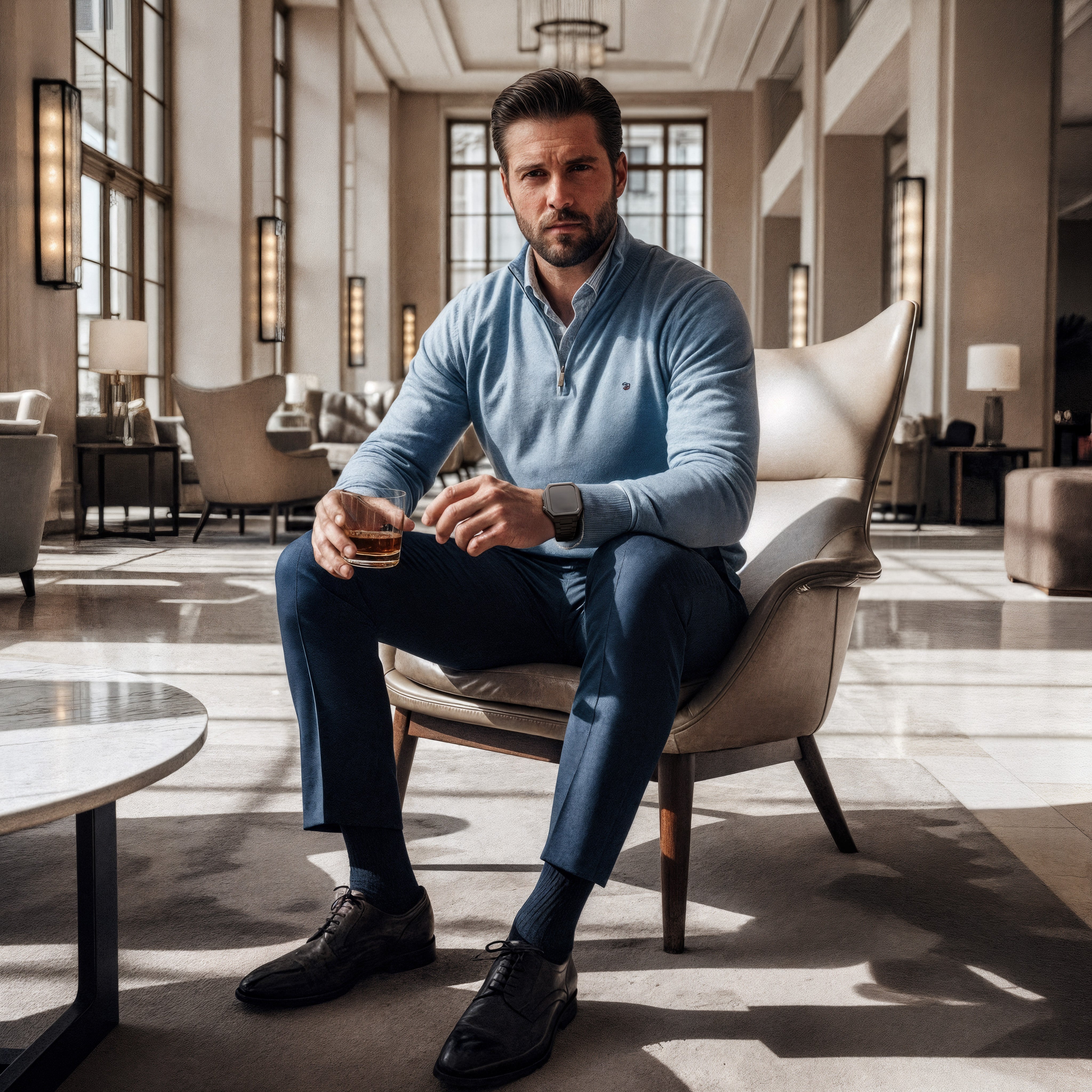 Reqior Apple Watch 45mm case met stalen band 'Nautilus' (zwart)