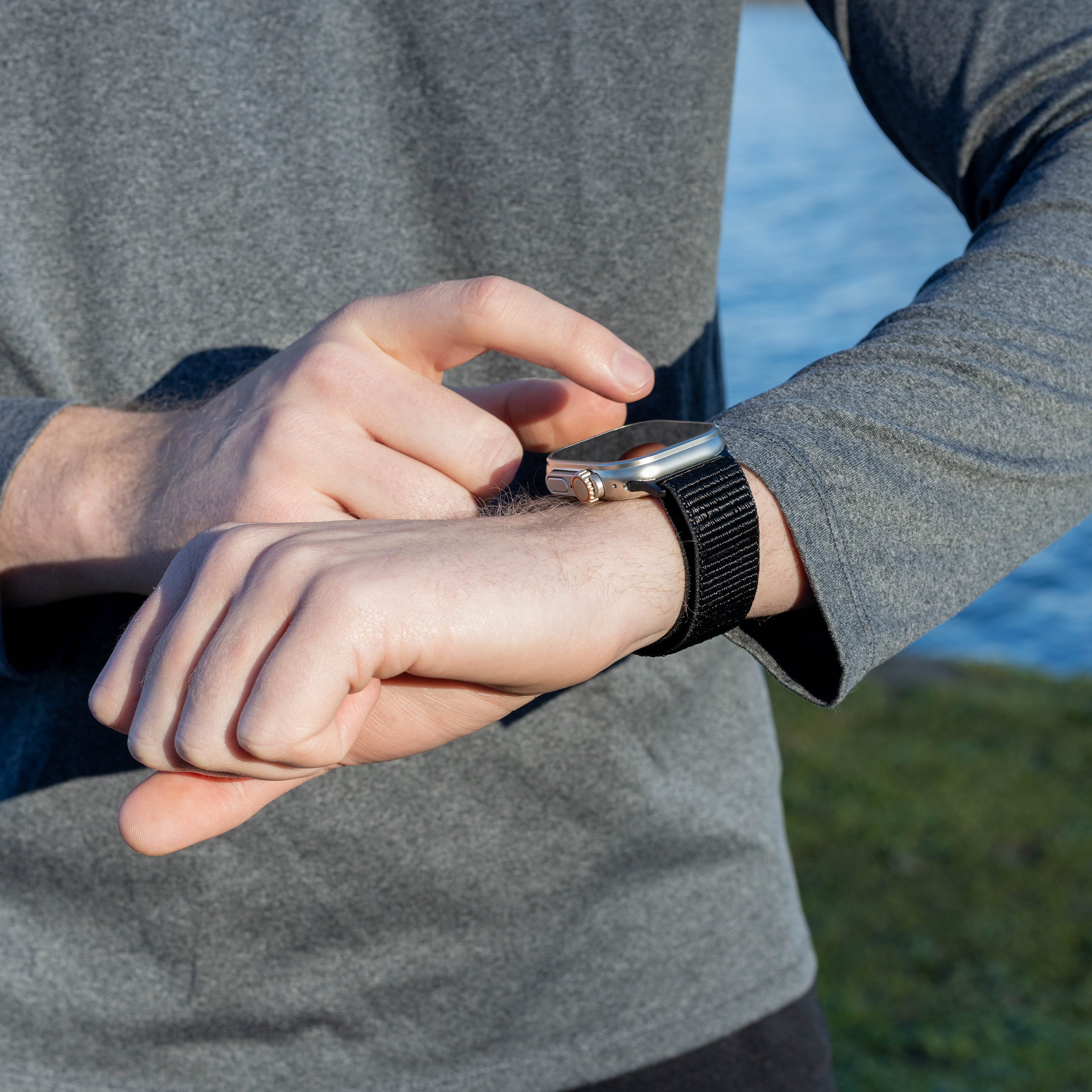 Bandz Apple Watch nylon band 'Classic' met P-buckle (zwart)