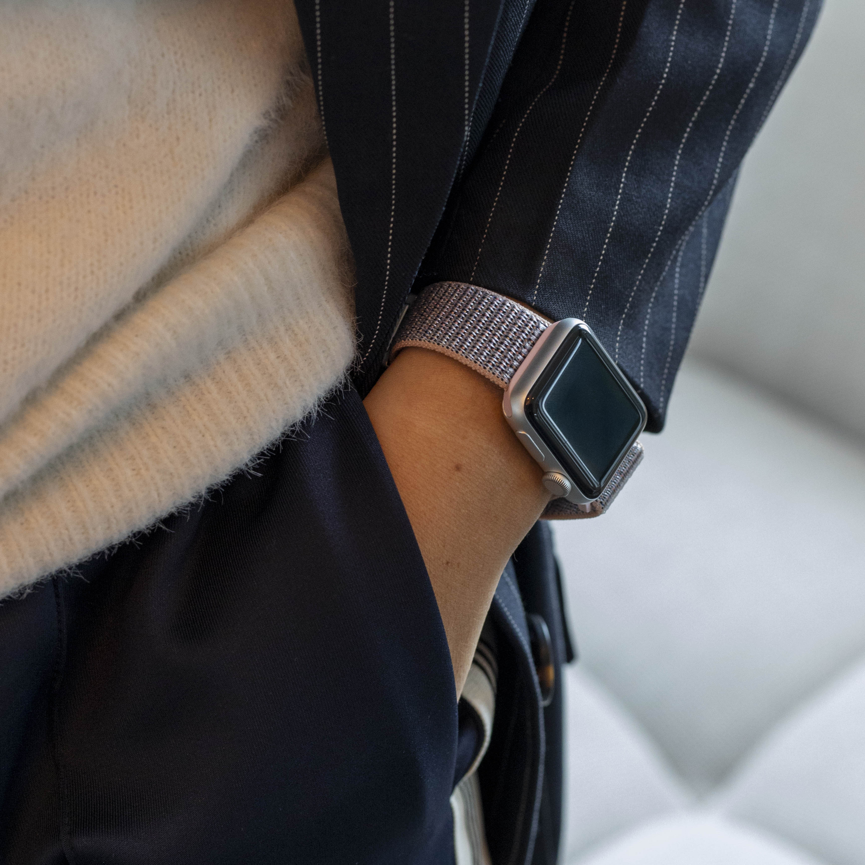 Bandz Apple Watch nylon band 'Classic' met P-buckle (pink sand)