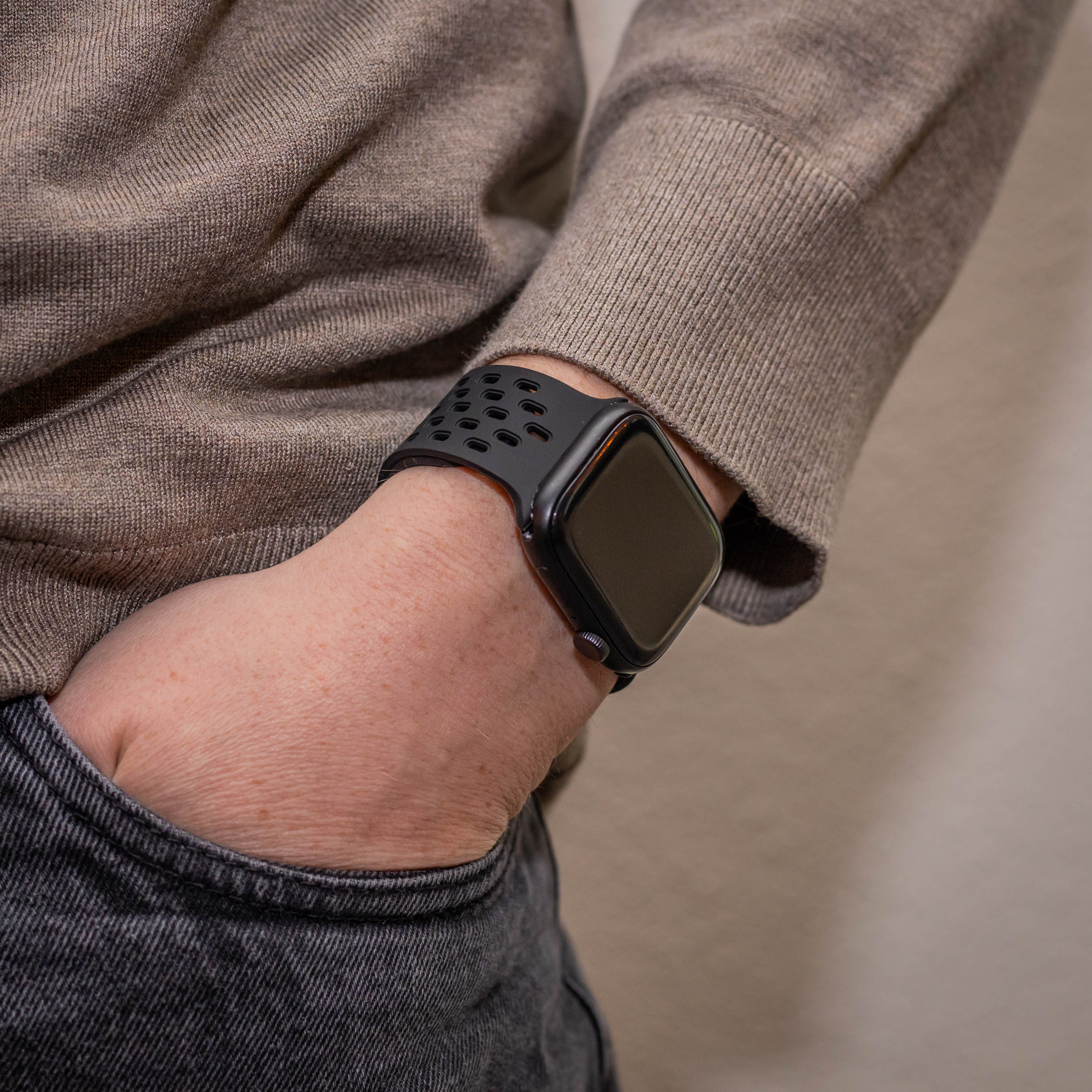 Apple Watch siliconen air bandje met P-Buckle (zwart)