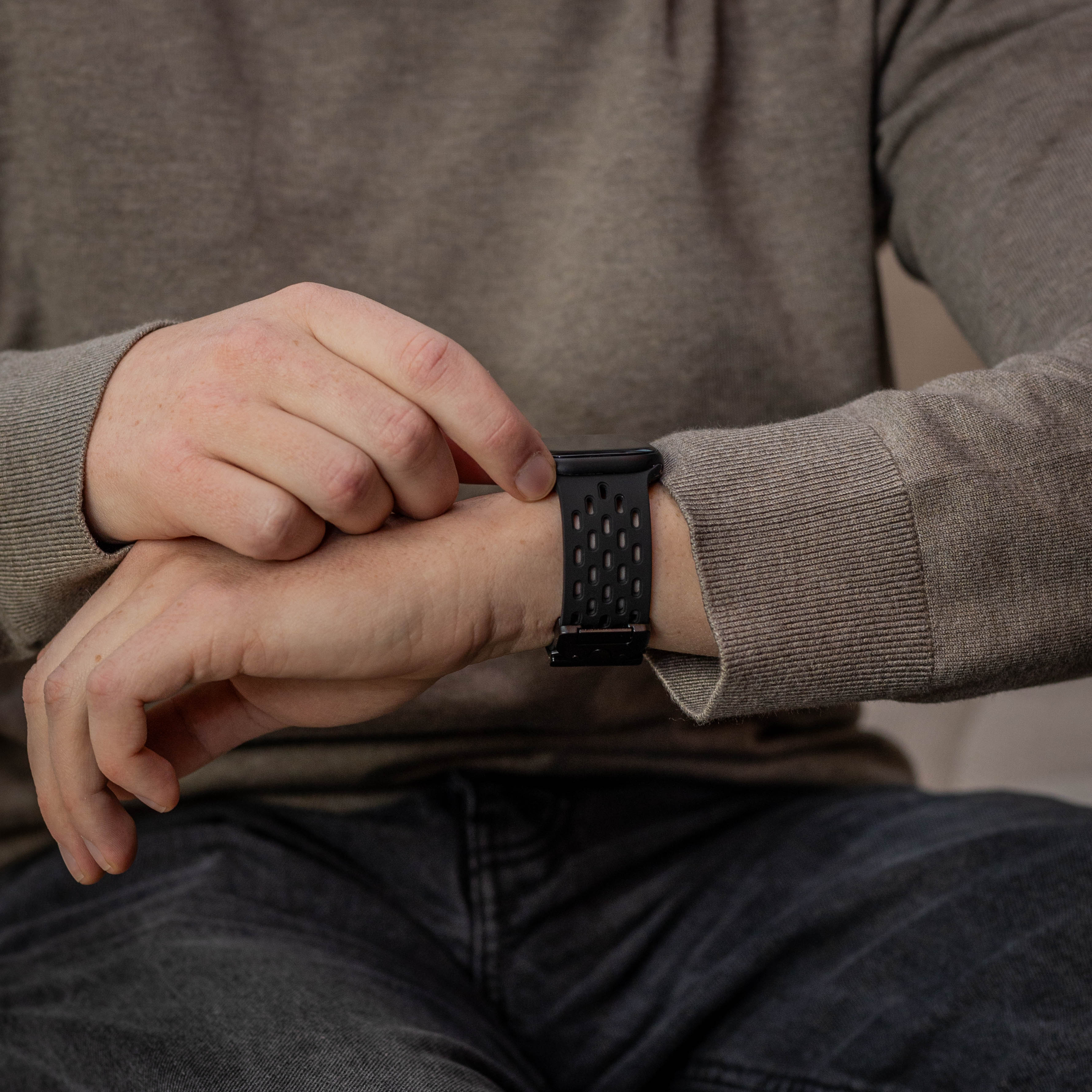 Apple Watch siliconen air bandje met P-Buckle (zwart)