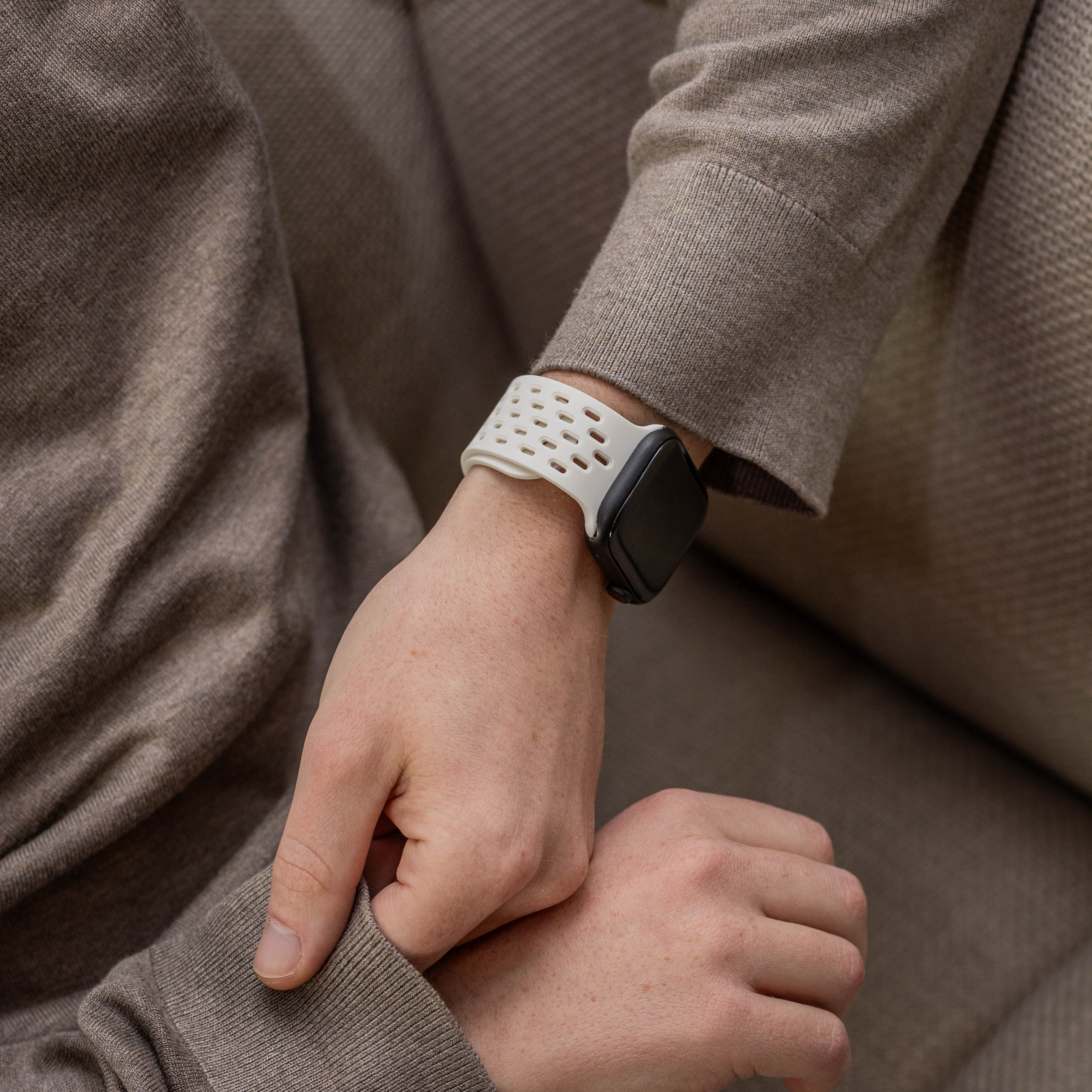 Apple Watch siliconen air bandje met P-Buckle (wit)