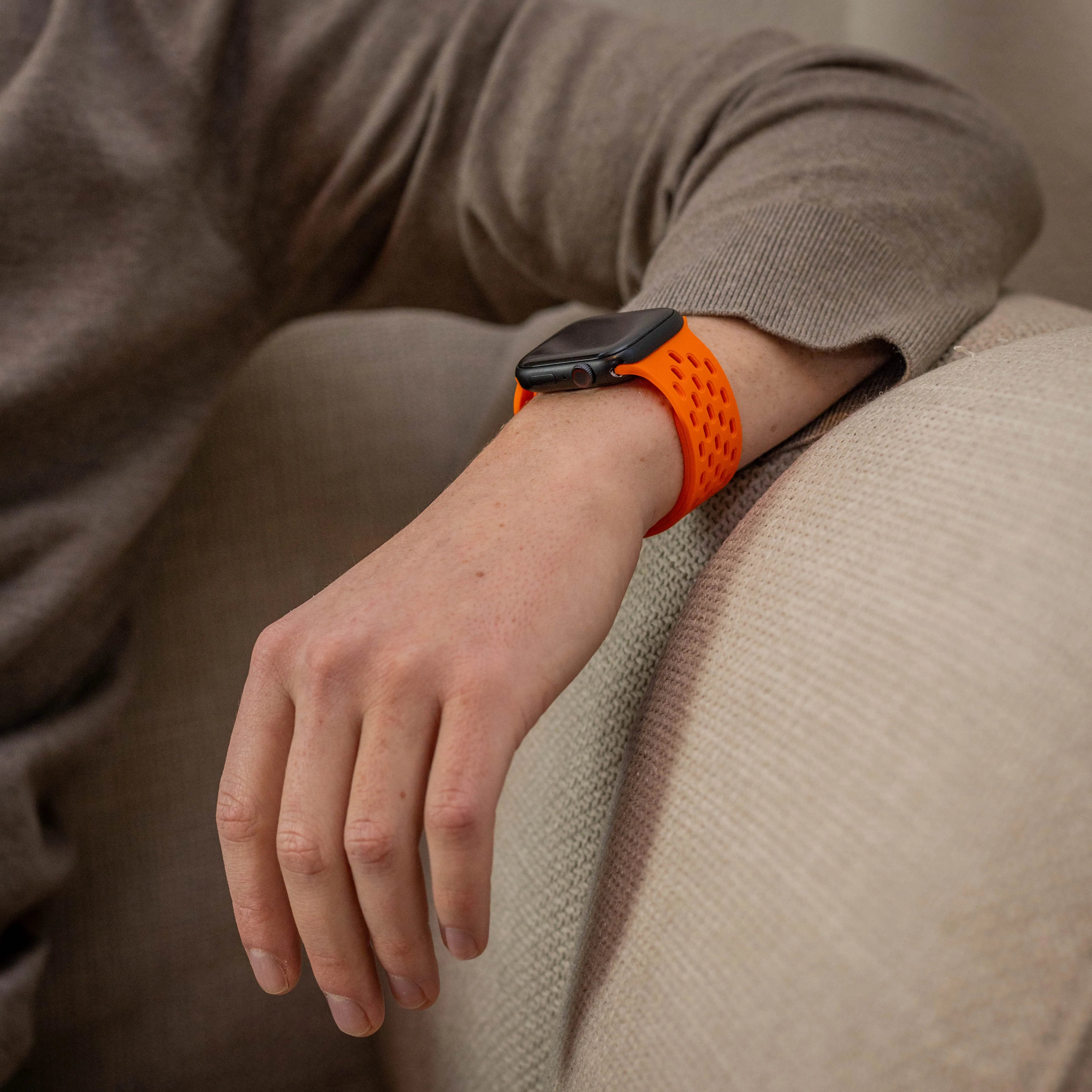 Apple Watch siliconen air bandje met P-Buckle (oranje)