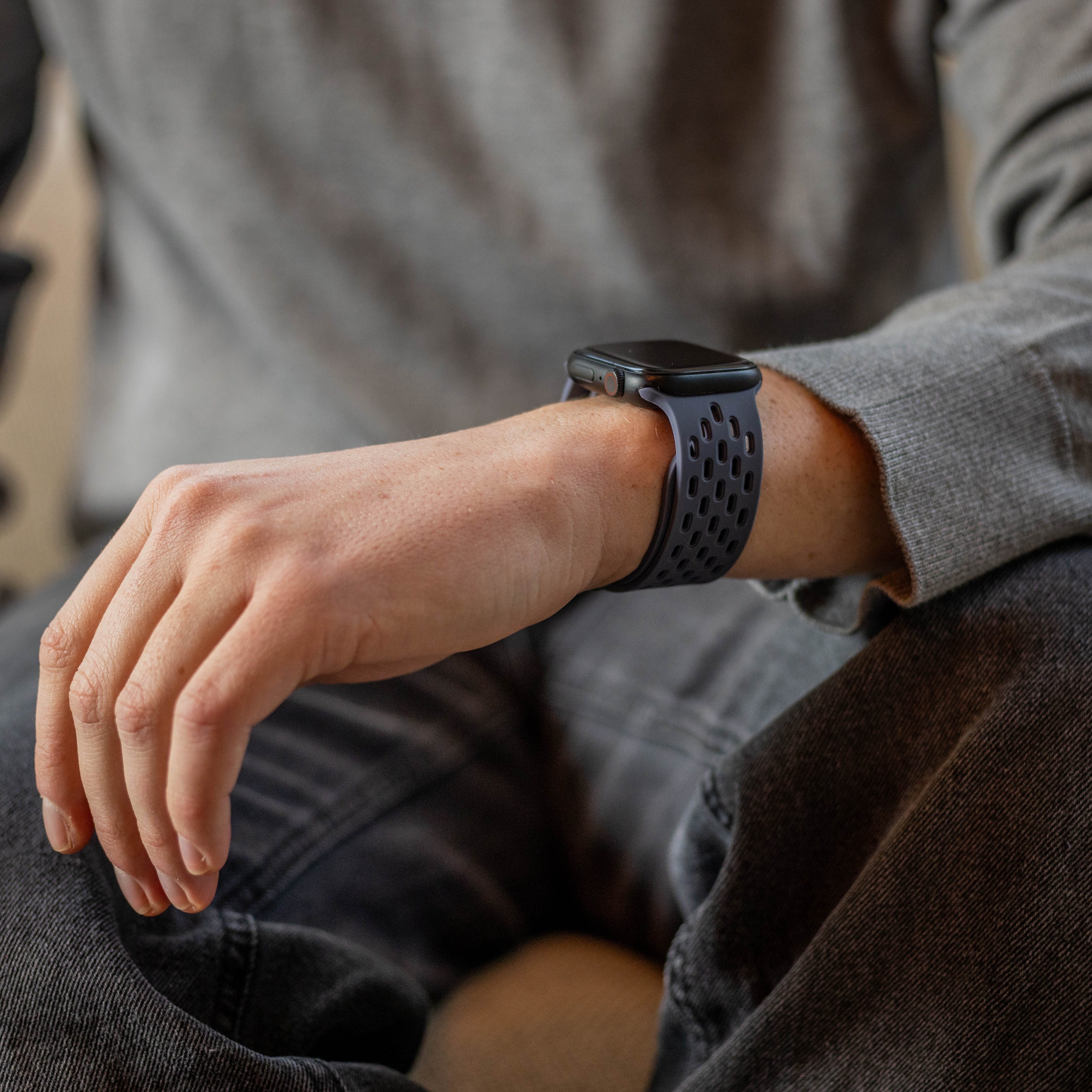 Apple Watch siliconen air bandje met P-Buckle (grijsblauw)