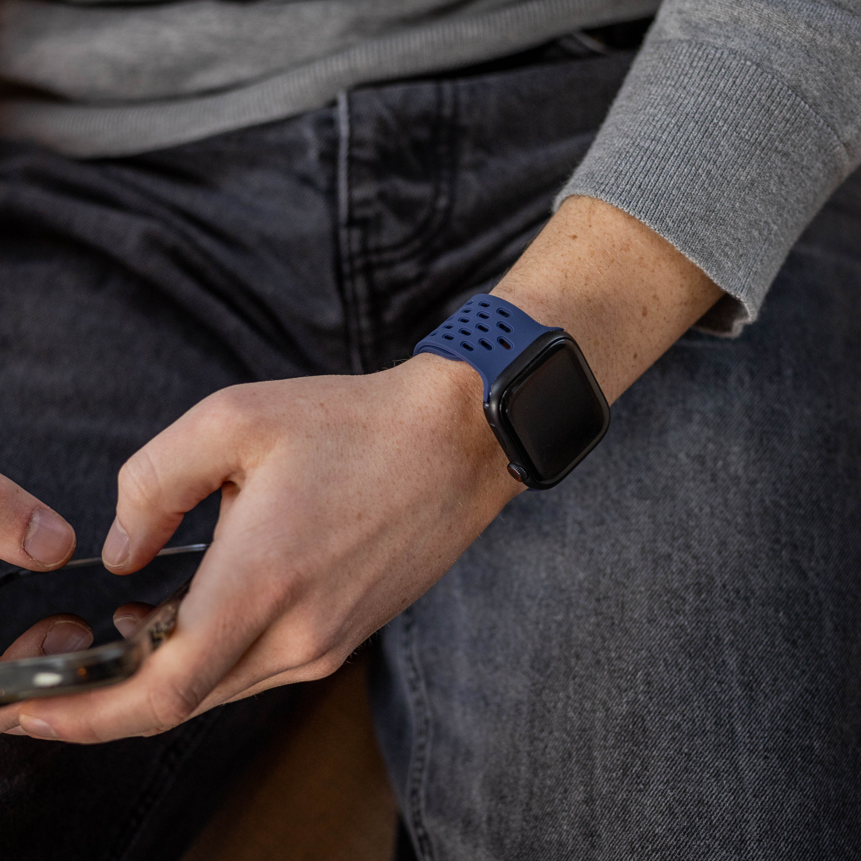 Apple Watch siliconen air bandje met P-Buckle (donkerblauw)