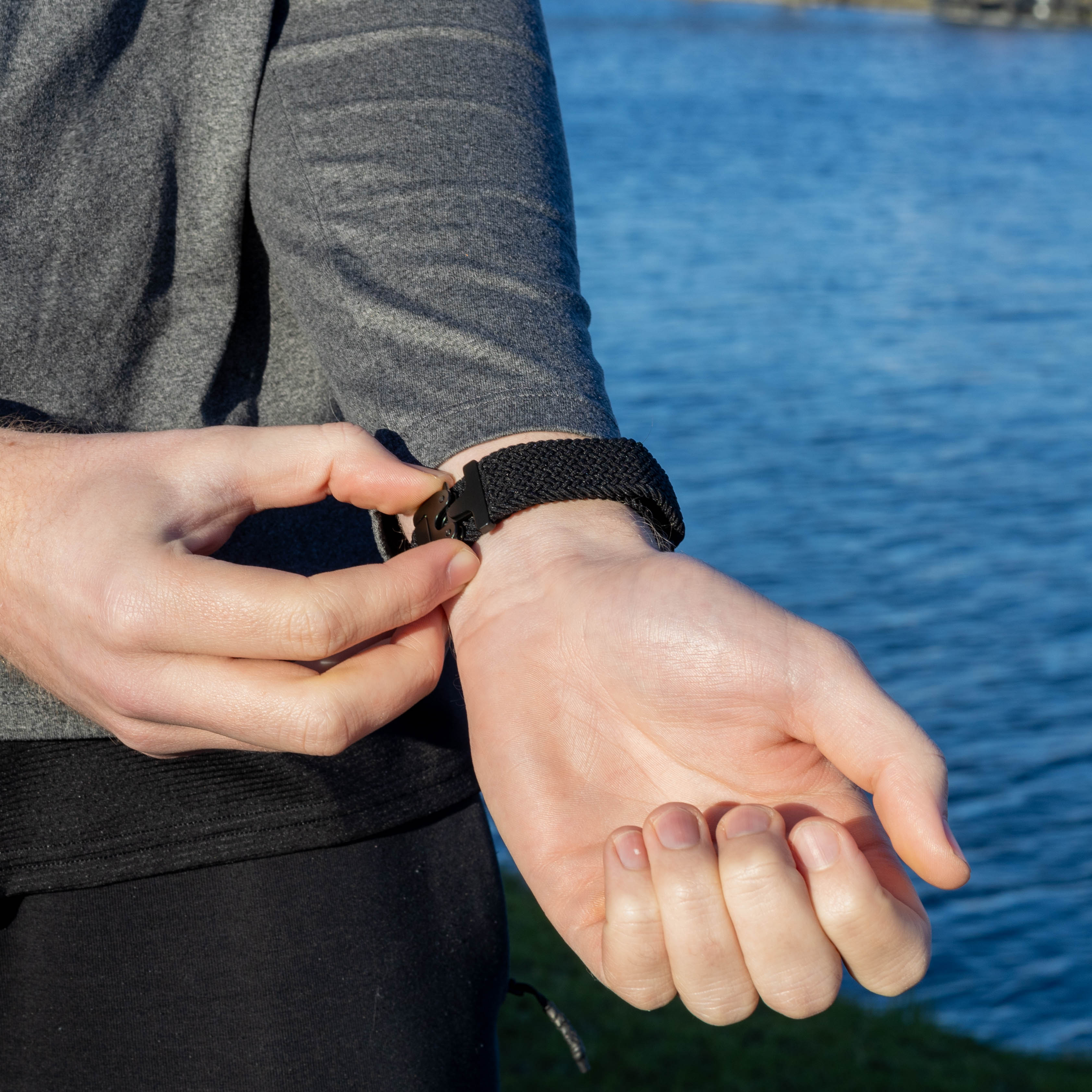 Garmin Vivomove HR gevlochten band met P-buckle (zwart)