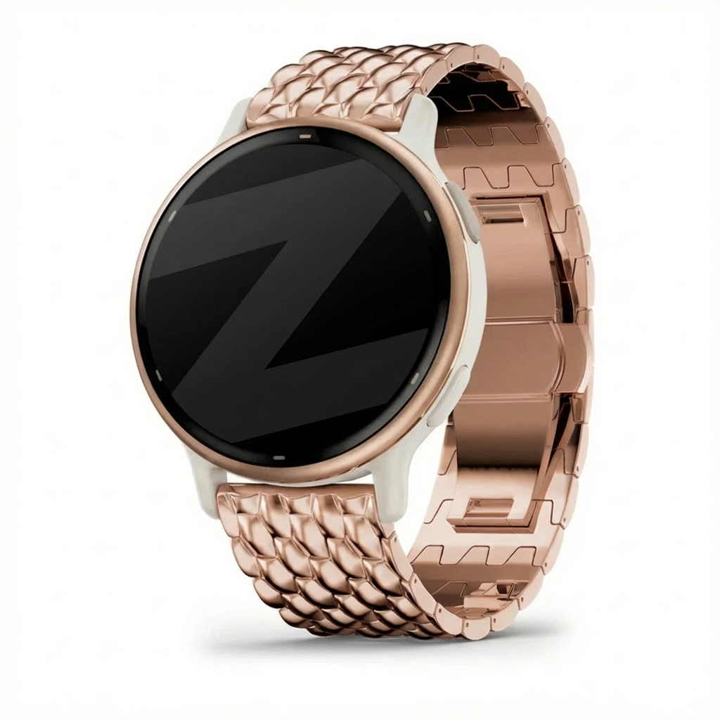 Bandz Garmin Vivoactive 5 stalen band 'Dragon' (rosé goud)