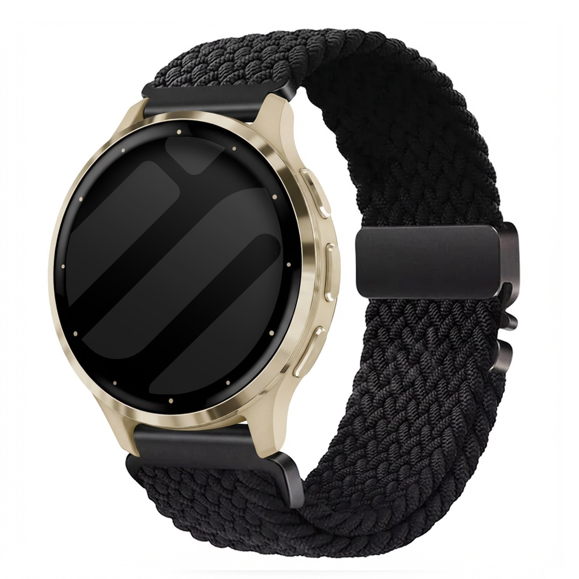 Garmin Venu 3s gevlochten band met P-buckle (zwart)