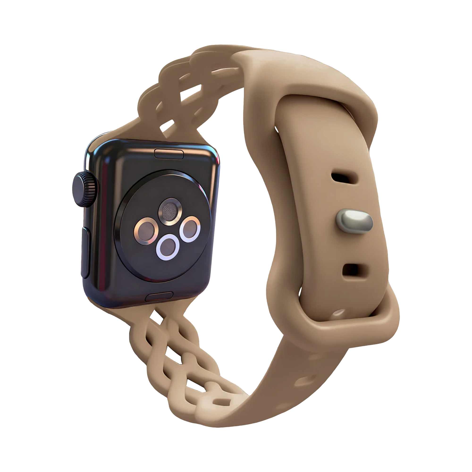 Bandz Apple Watch siliconen band 'Braided' (milk tea)
