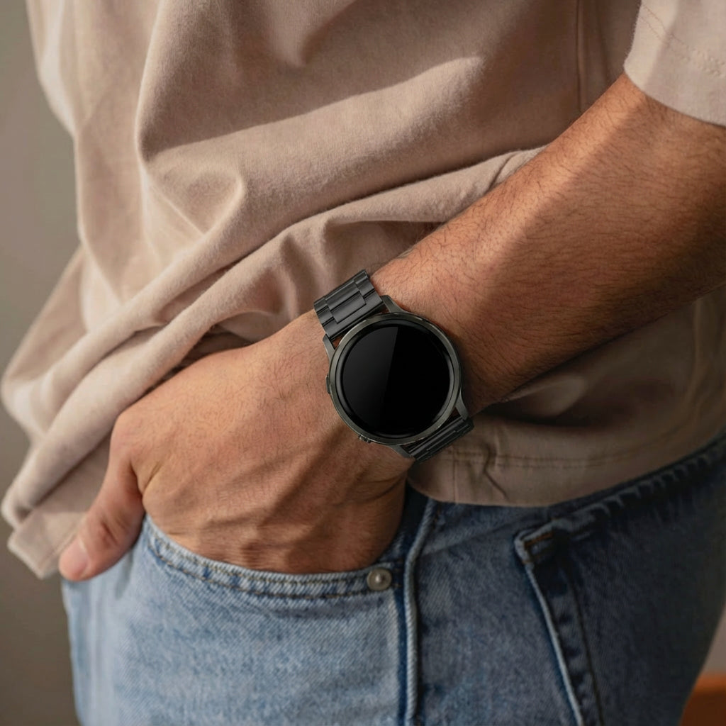 Bandz Garmin Vivomove 3s stalen band 'Classic' (zwart)