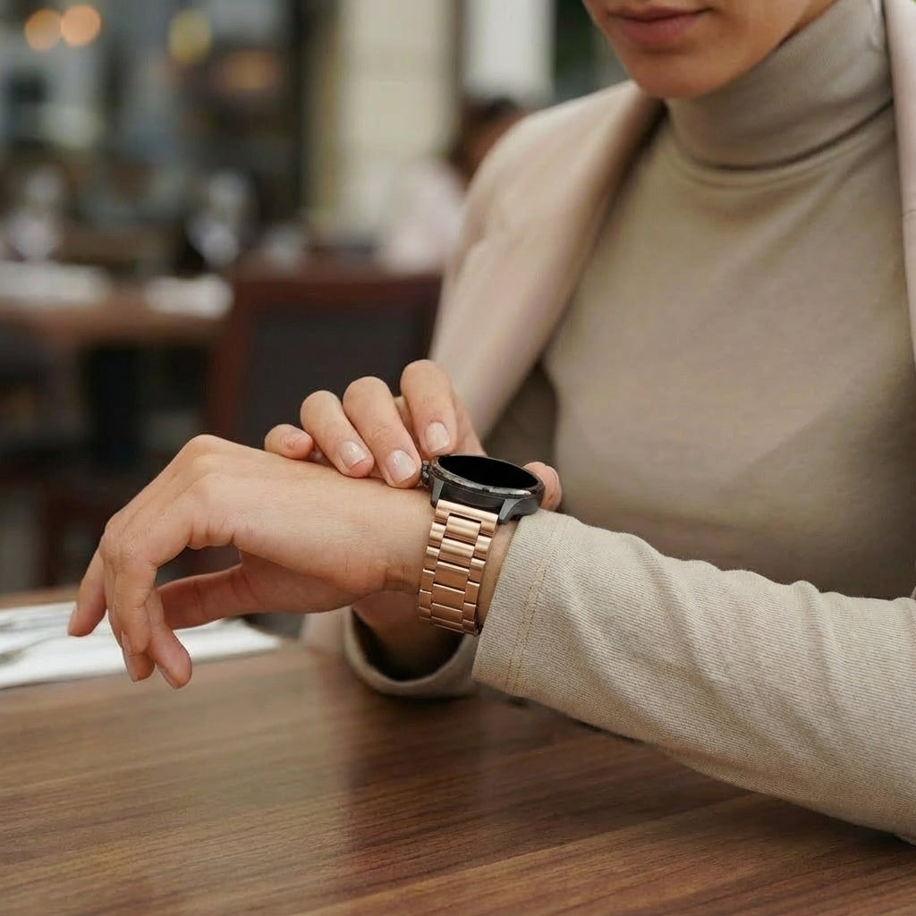 Bandz Garmin Vivomove 3s stalen band 'Classic' (rosé goud)