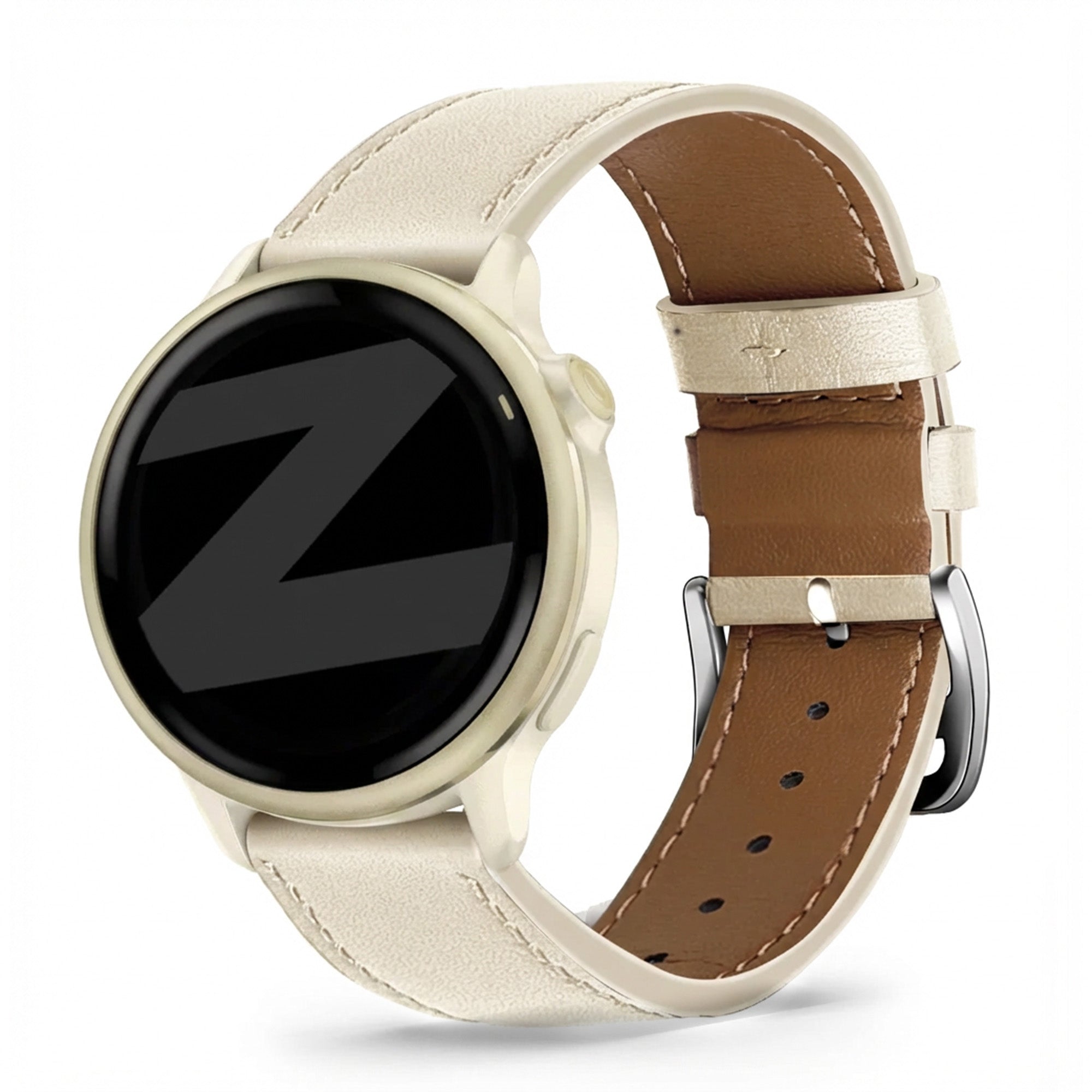 Bandz Garmin Vivoactive 6 lederen band 'Deluxe' (beige)