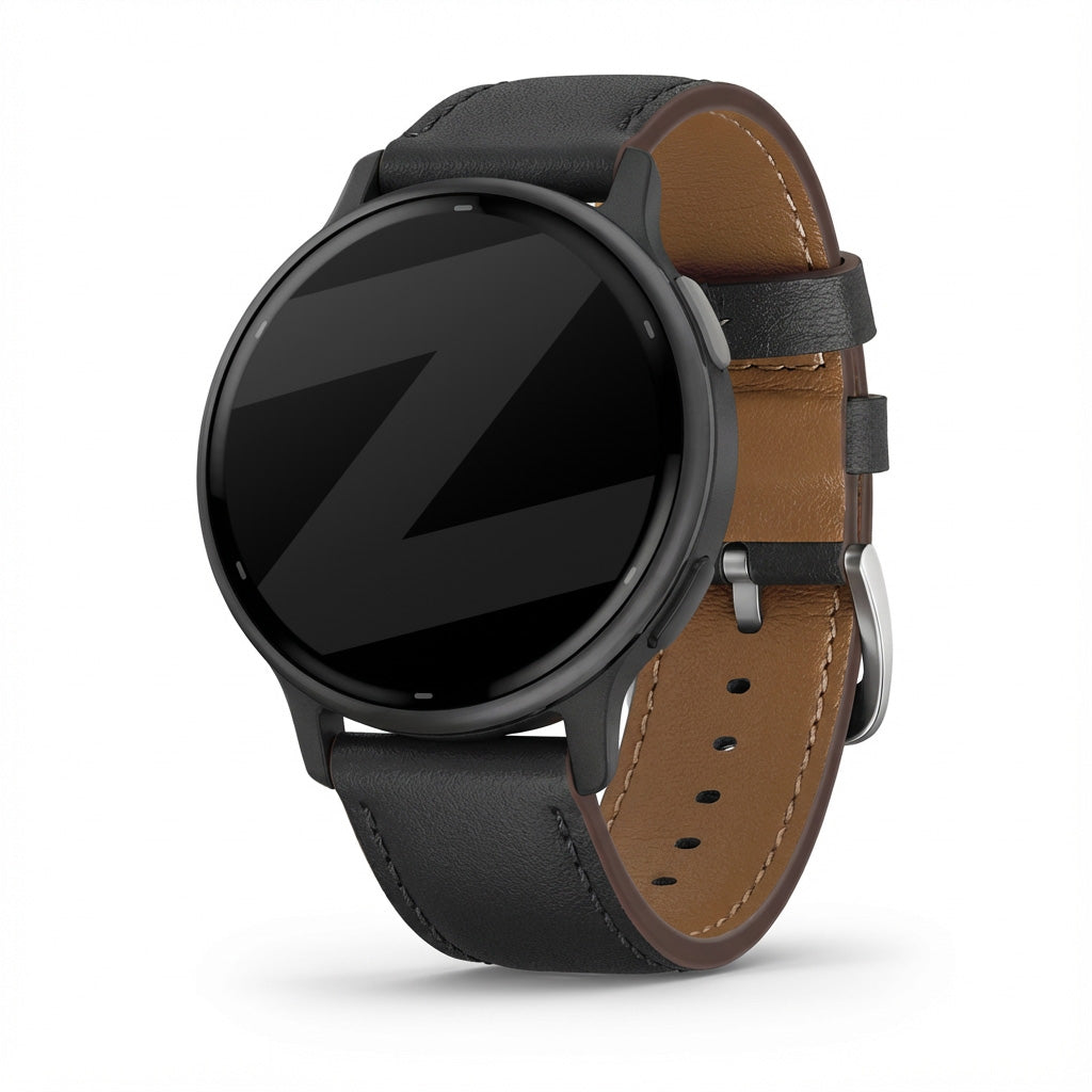 Bandz Garmin Vivoactive 5 lederen band 'Deluxe' (zwart)