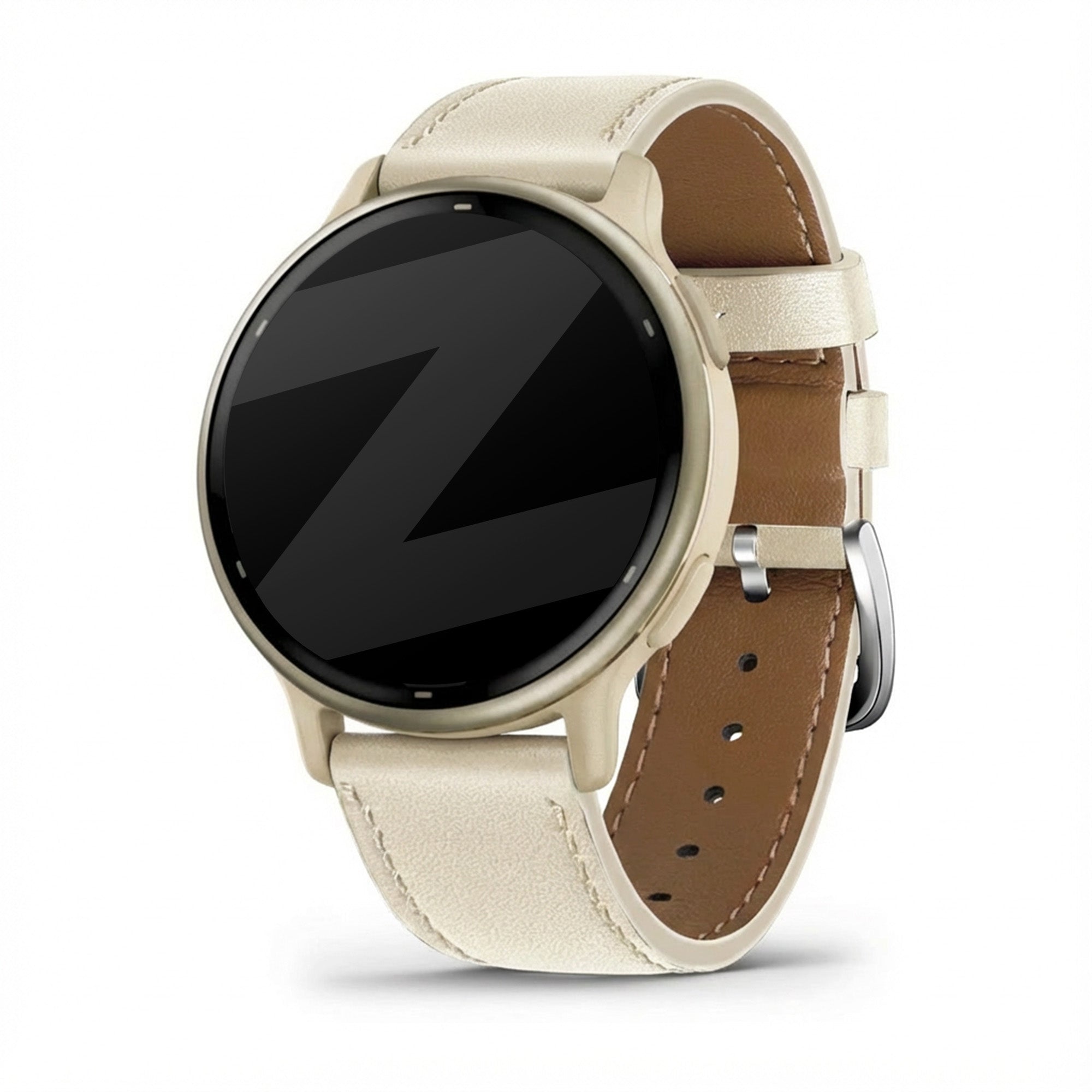 Bandz Garmin Vivoactive 5 lederen band 'Deluxe' (beige)