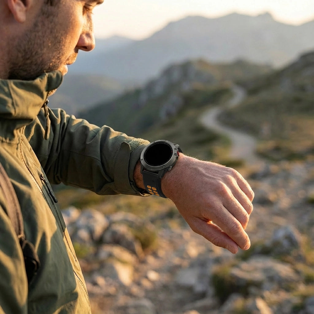 Bandz Garmin Quatix 5 / 6 / 7 Buckled Sport Strap (Black/Orange)