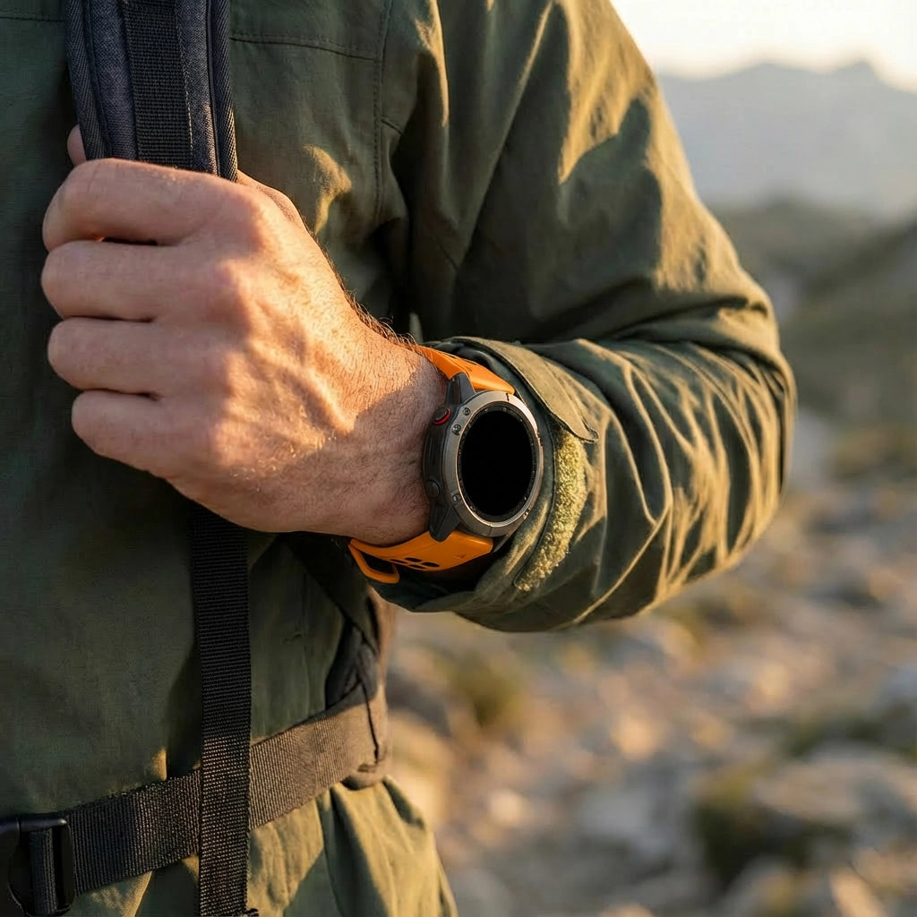 Bandz Garmin Quatix 5 / 6 / 7 dual sport gesp band (oranje/zwart)