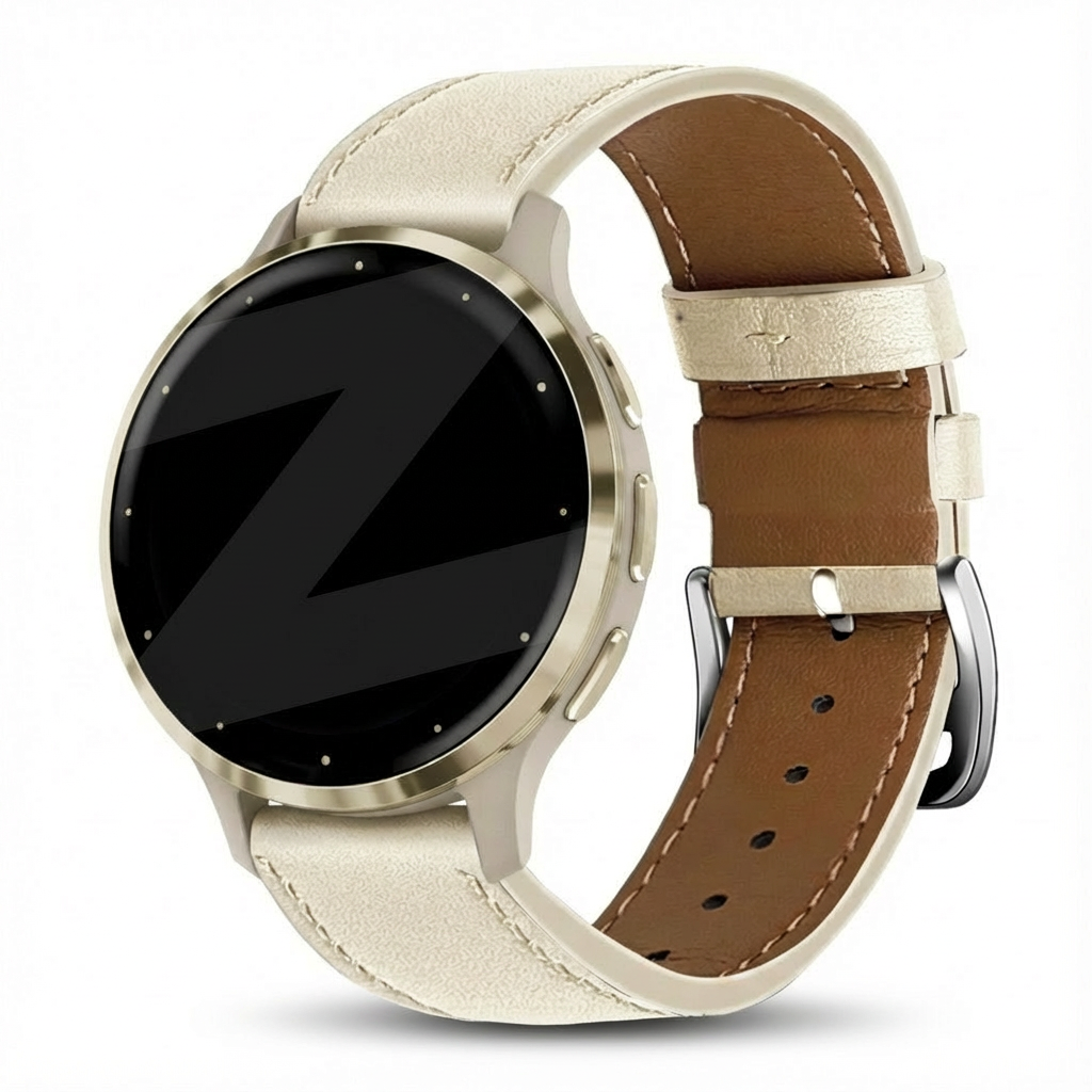 Bandz Garmin Venu 3s lederen band 'Deluxe' (beige)