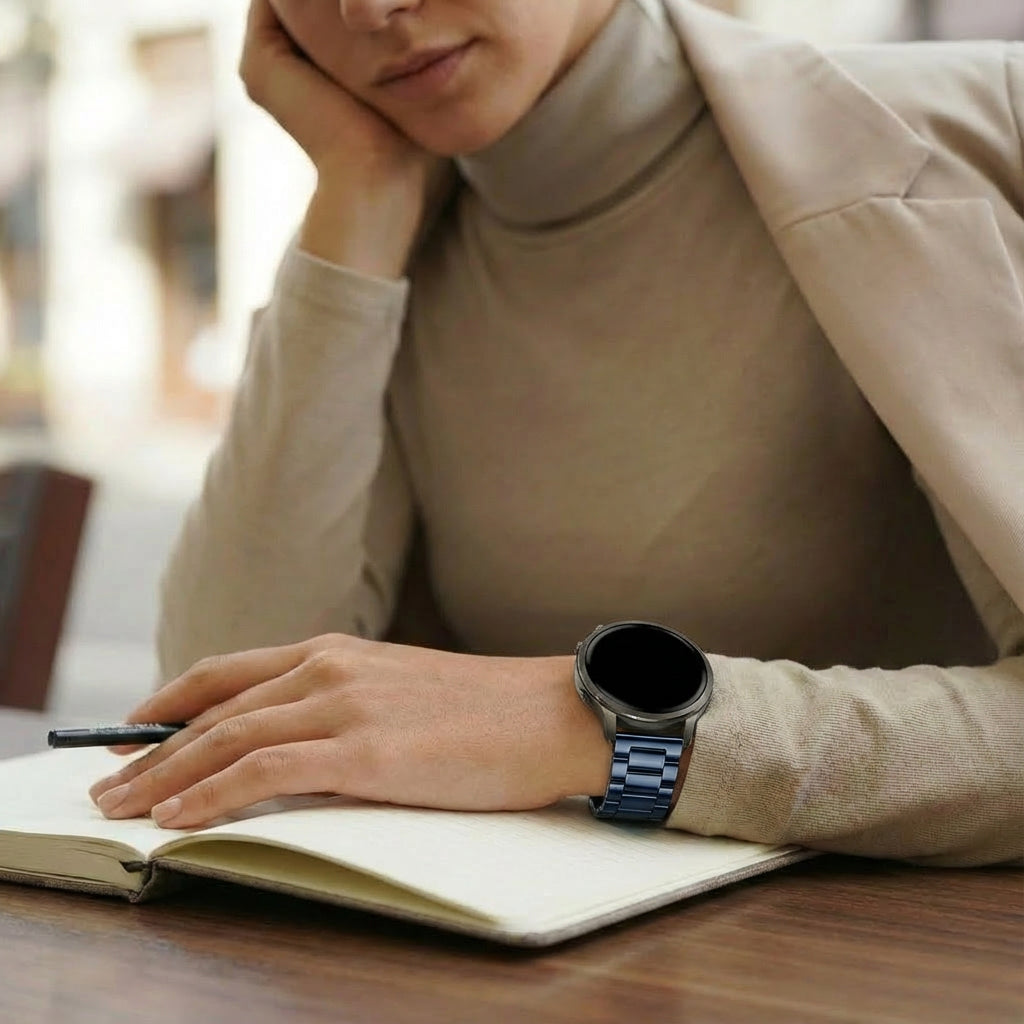 Bandz Garmin Vivoactive 4s stalen band 'Classic' (blauw)