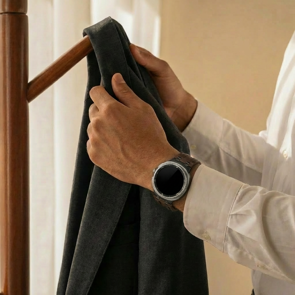 Samsung Galaxy Watch 8 Classic solide lederen band (koffiebruin)