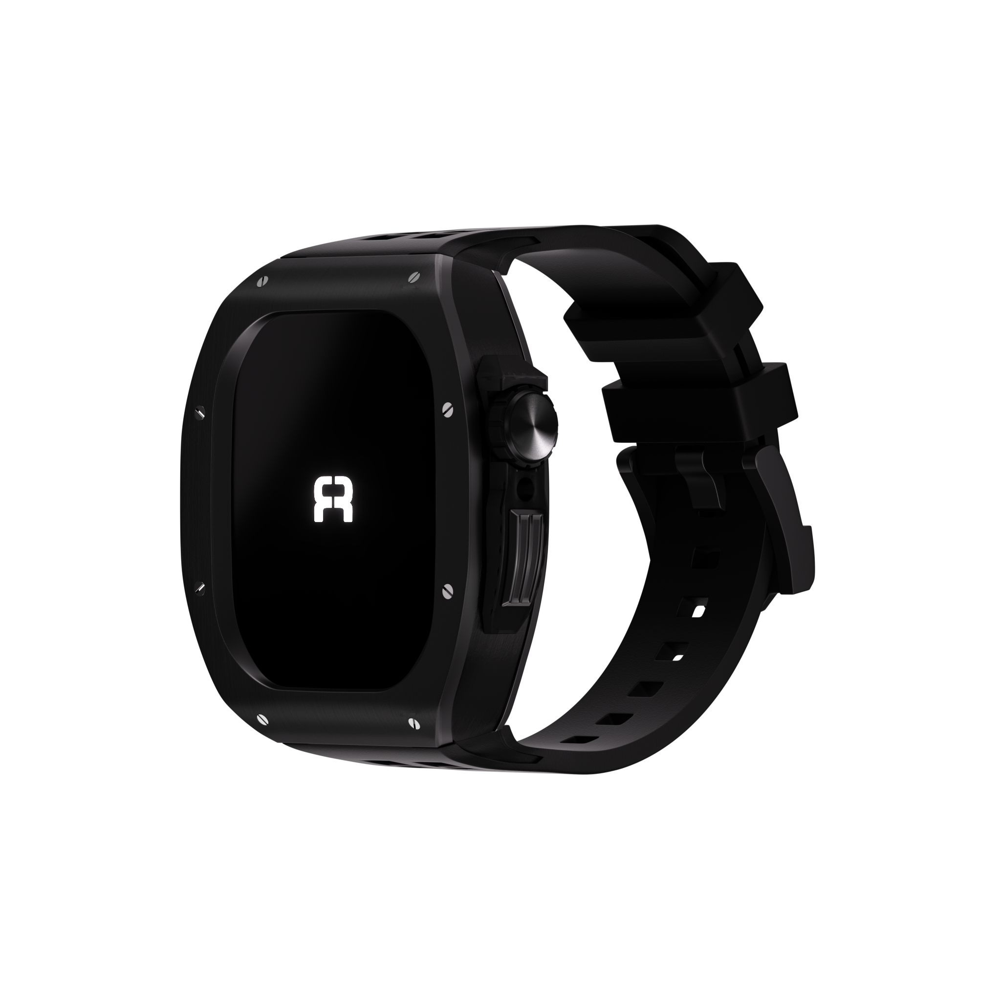 Reqior Apple Watch 45mm polymer en metalen case met rubberen band (zwart)