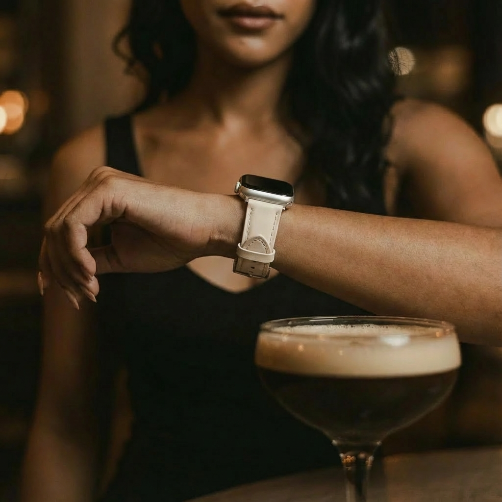 Apple Watch Slimfit Leather Strap (Light Beige)