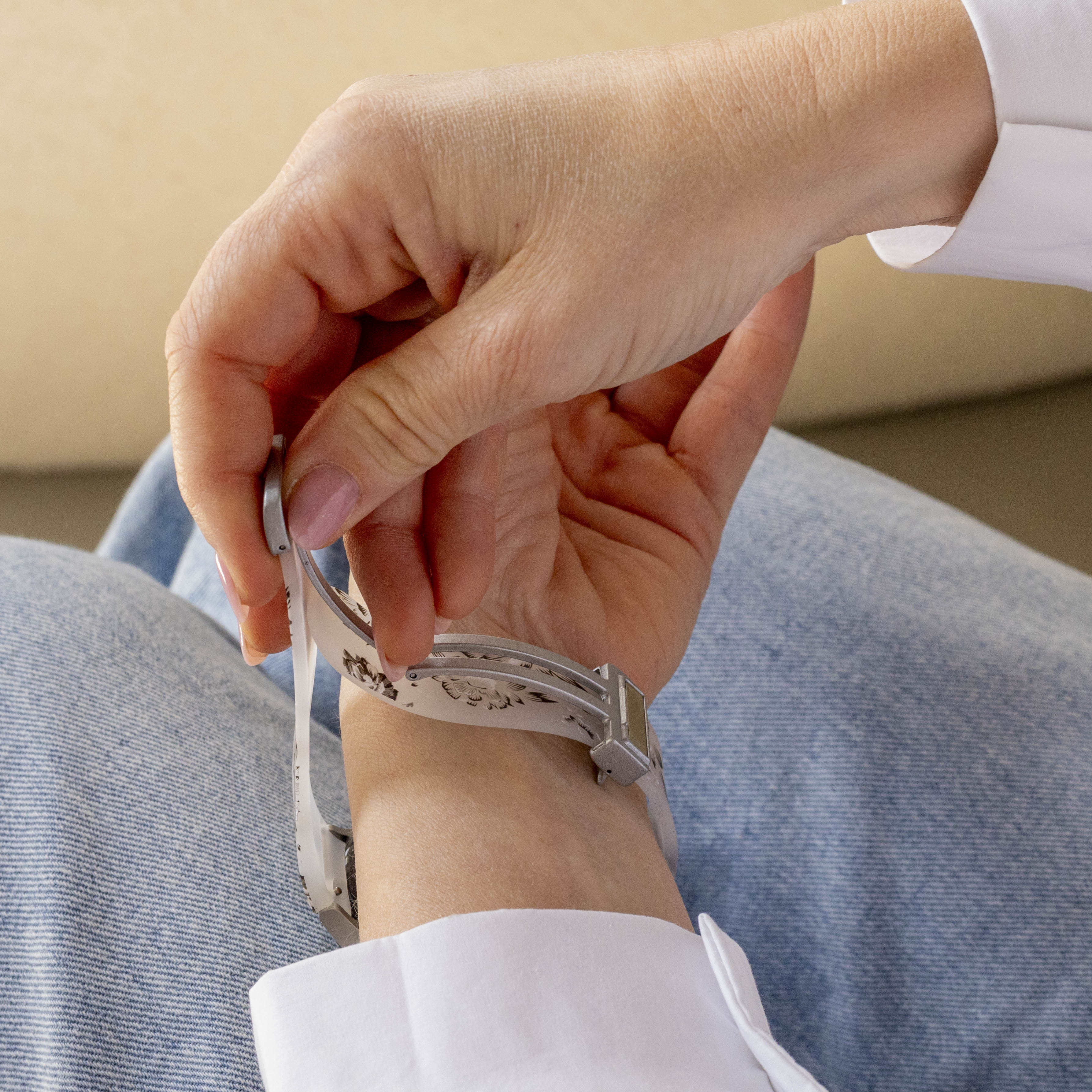 Transparent Flower Samsung Galaxy Watch 6 Classic 47mm magnetisch bandje