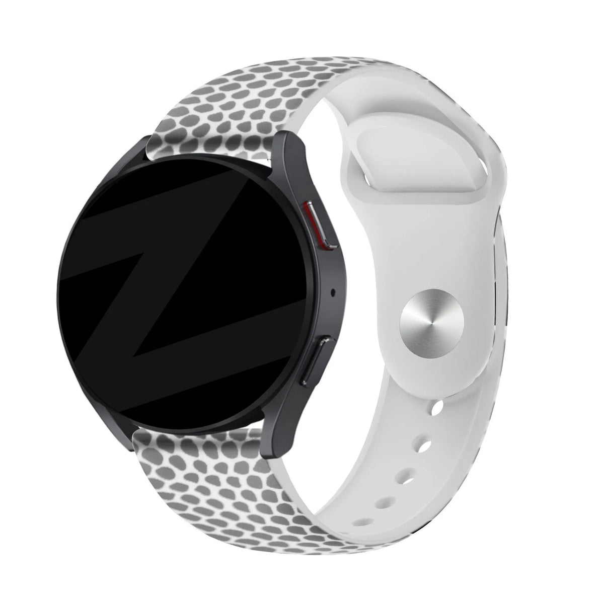 Silicone Patterned Strap, on a watch, 3/4 front view