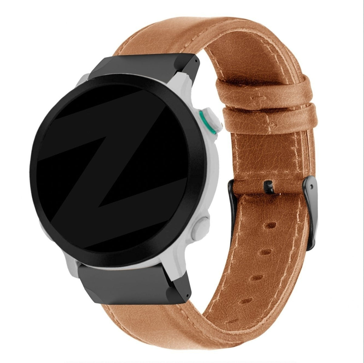 Leather Strap 'Classic', brown, on a watch, 3/4 front view