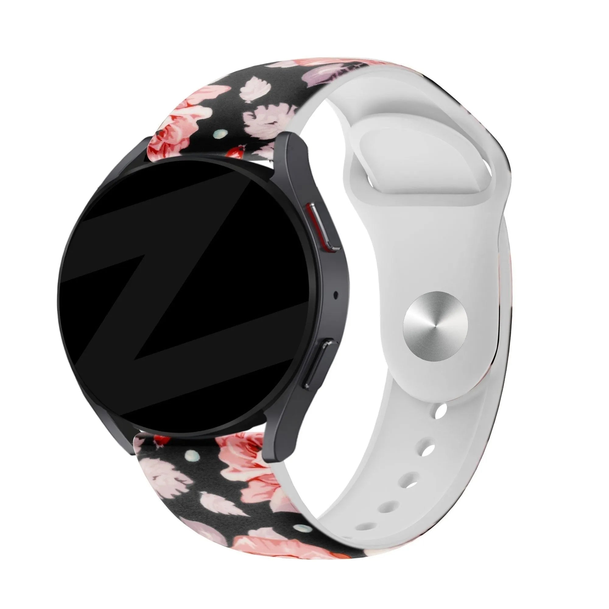 Silicone Patterned Strap, on a watch, 3/4 front view