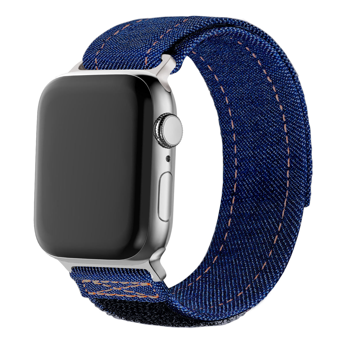 Nylon Denim Strap, blue, on a watch, 3/4 front view