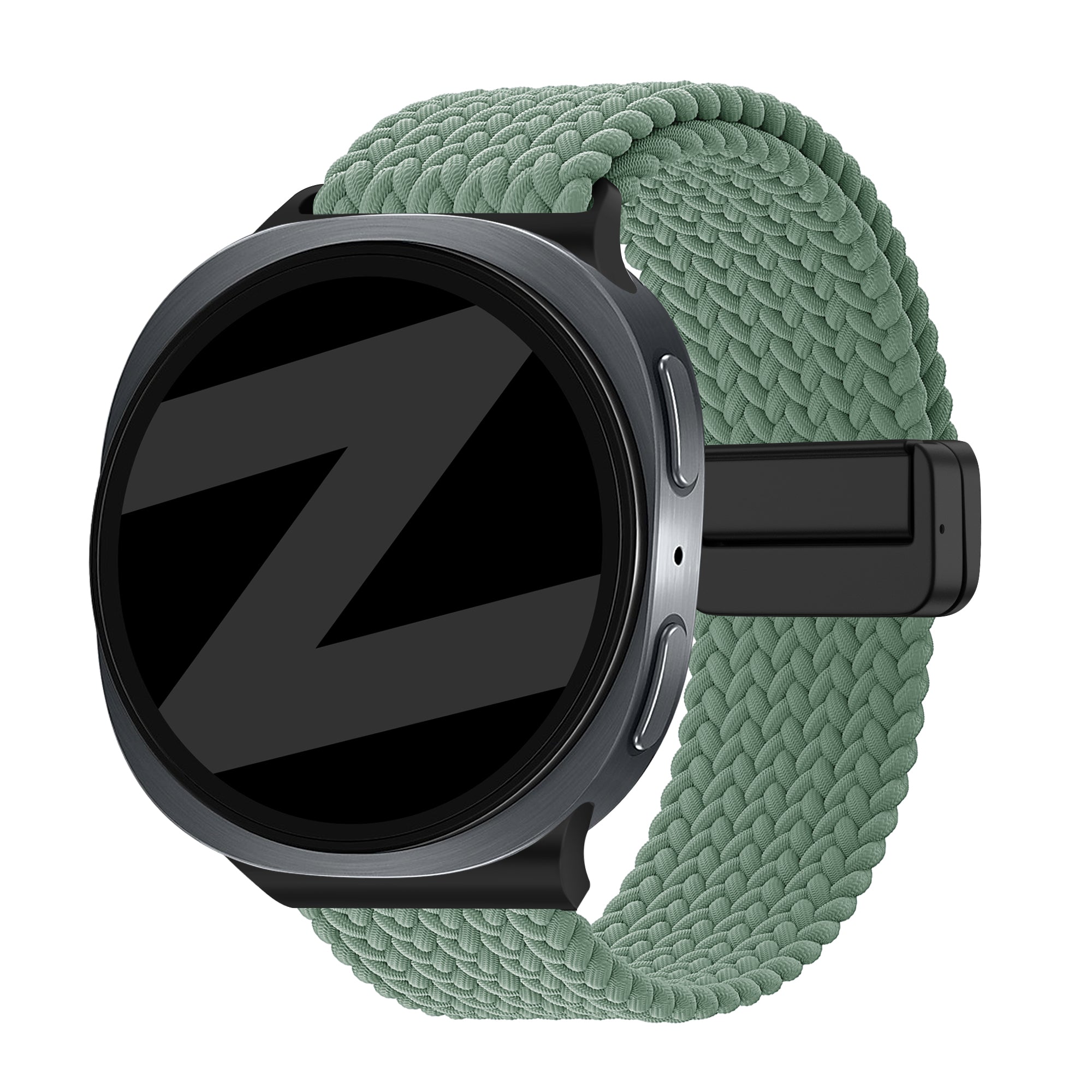 Bandz Samsung Galaxy Watch 9 - 44mm magnetisch geweven bandje (dennengroen)