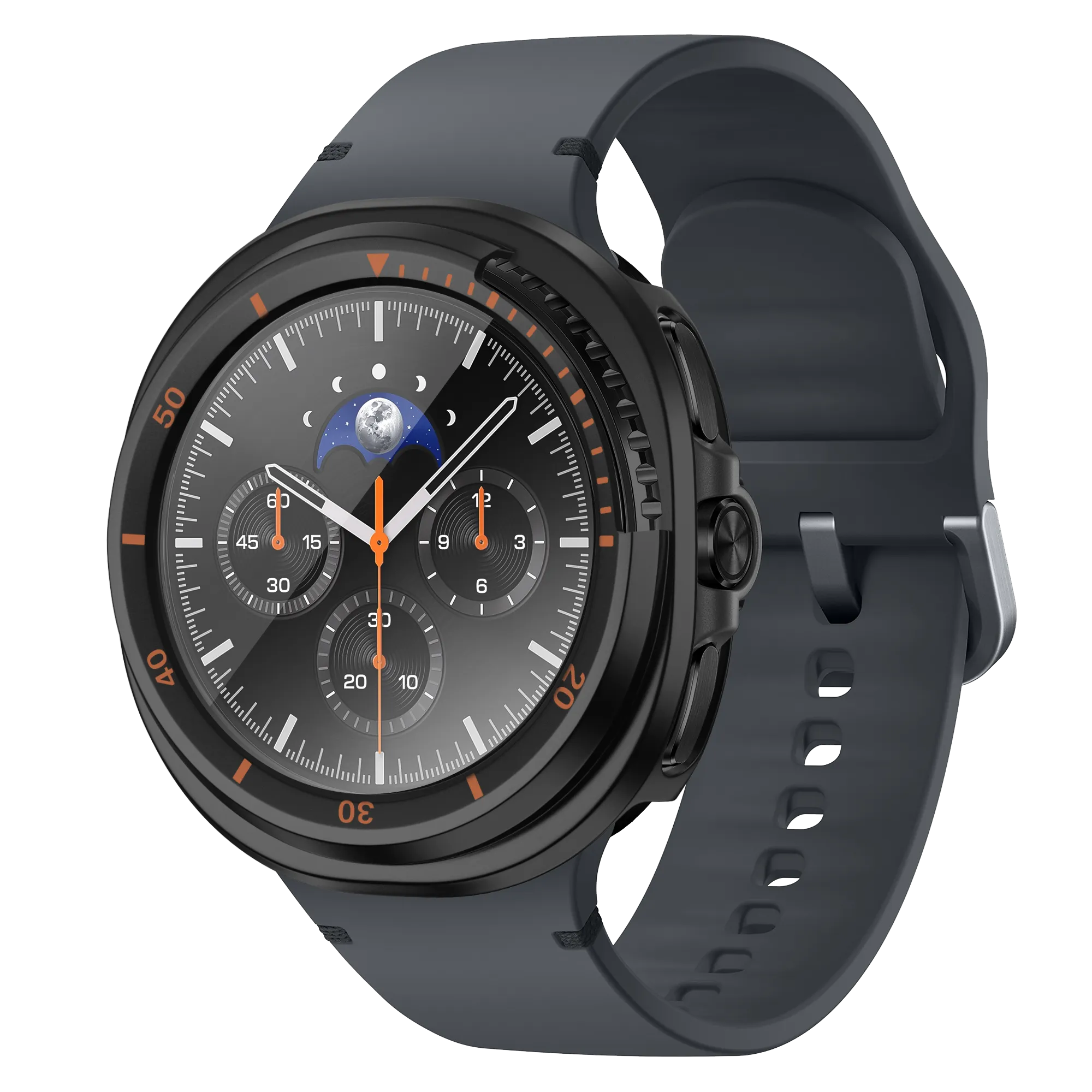 Bandz Samsung Galaxy Watch 8 Classic bezel hoesje met glas (zwart/oranje)