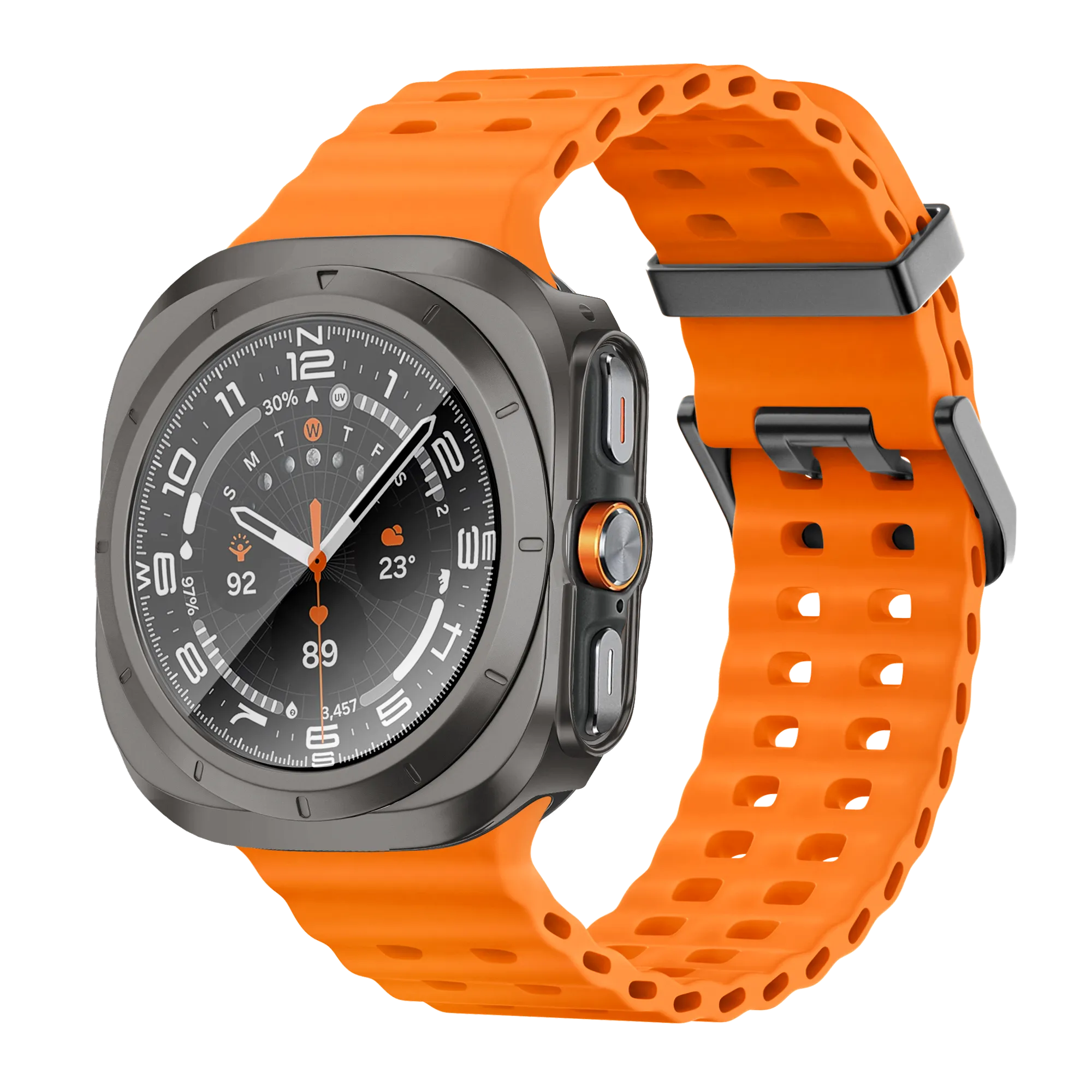 Bandz Samsung Galaxy Watch Ultra PC hoesje met glas (titanium grijs)