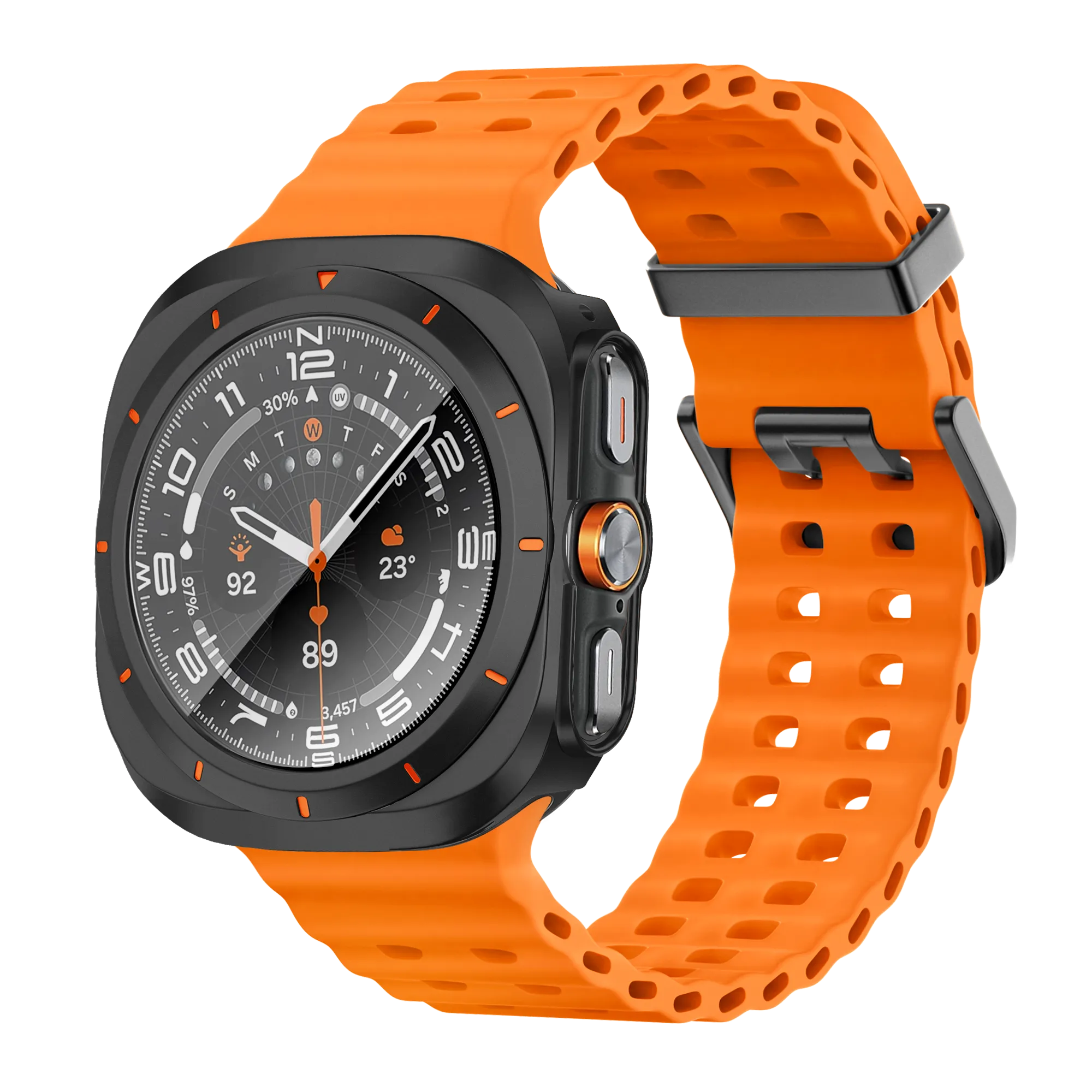 Bandz Samsung Galaxy Watch Ultra bezel PC hoesje (zwart met oranje)