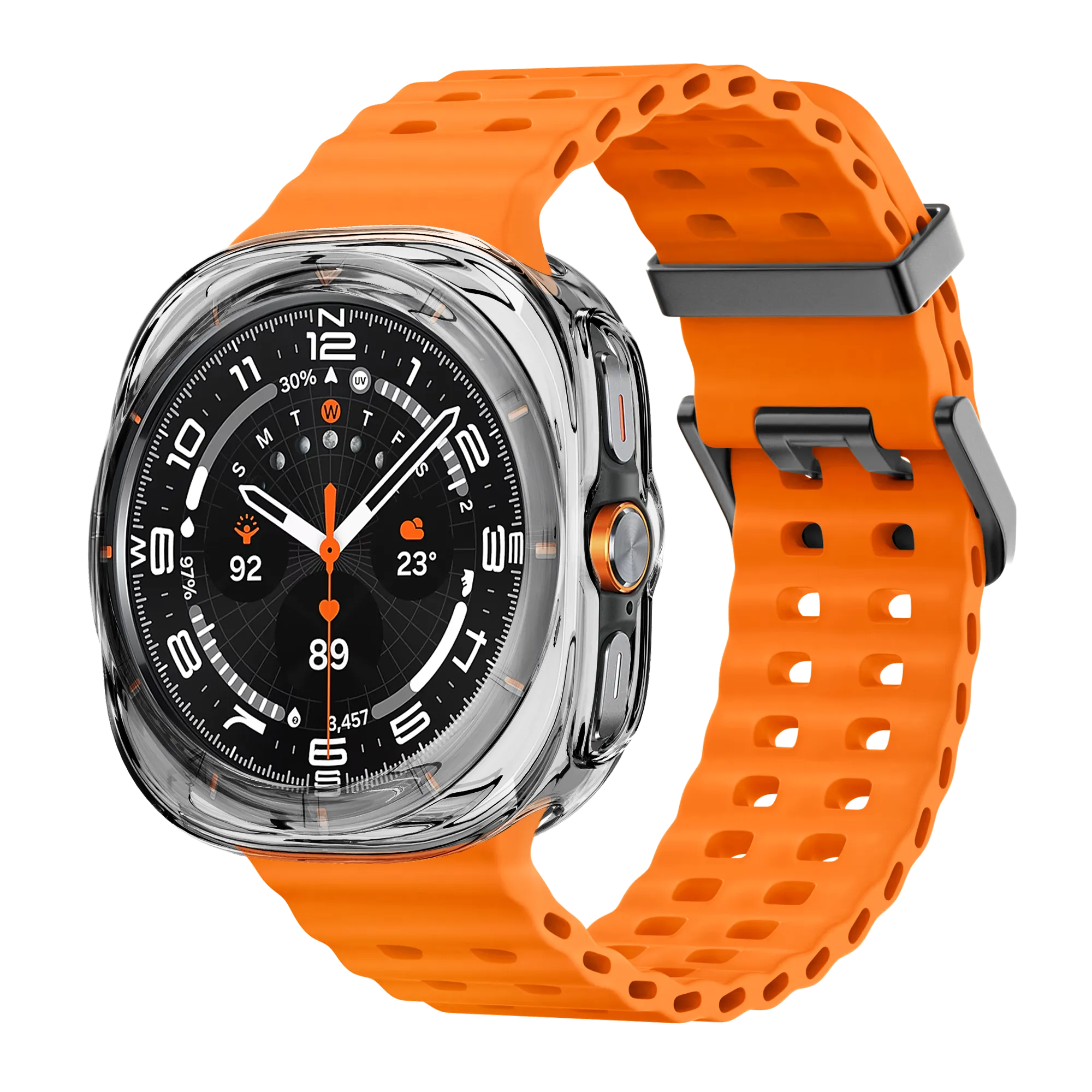 Bandz Samsung Galaxy Watch Ultra gegalvaniseerd TPU hoesje (transparant)