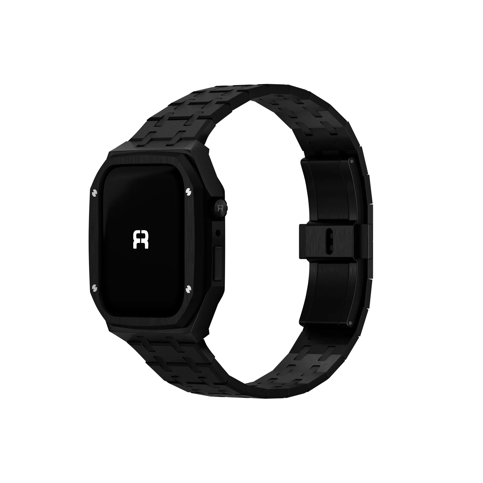Reqior Apple Watch 45mm Kast met Stalen Band (Zwart)