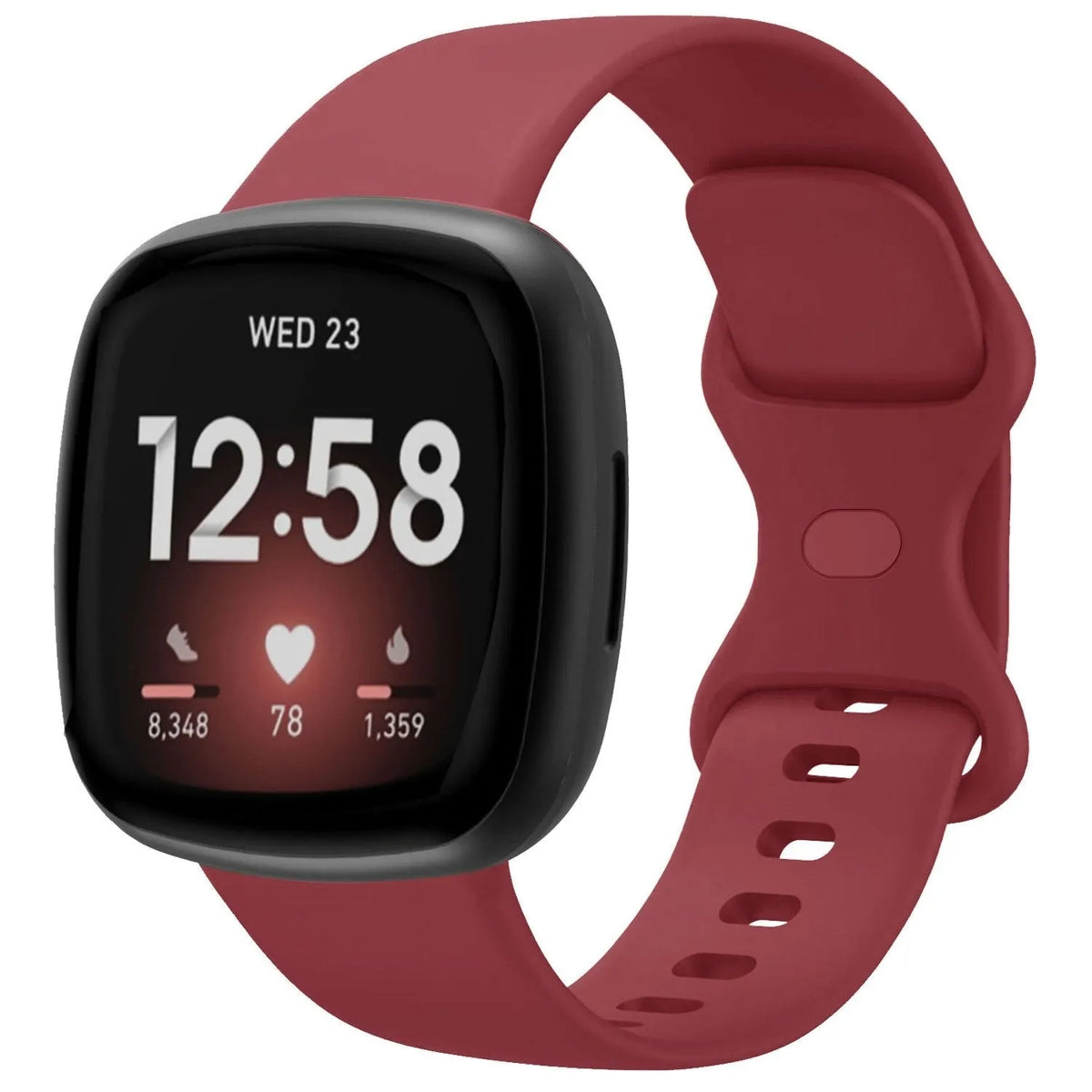 Fitbit Sense 2 siliconen classic bandje (wijnrood) - maat s