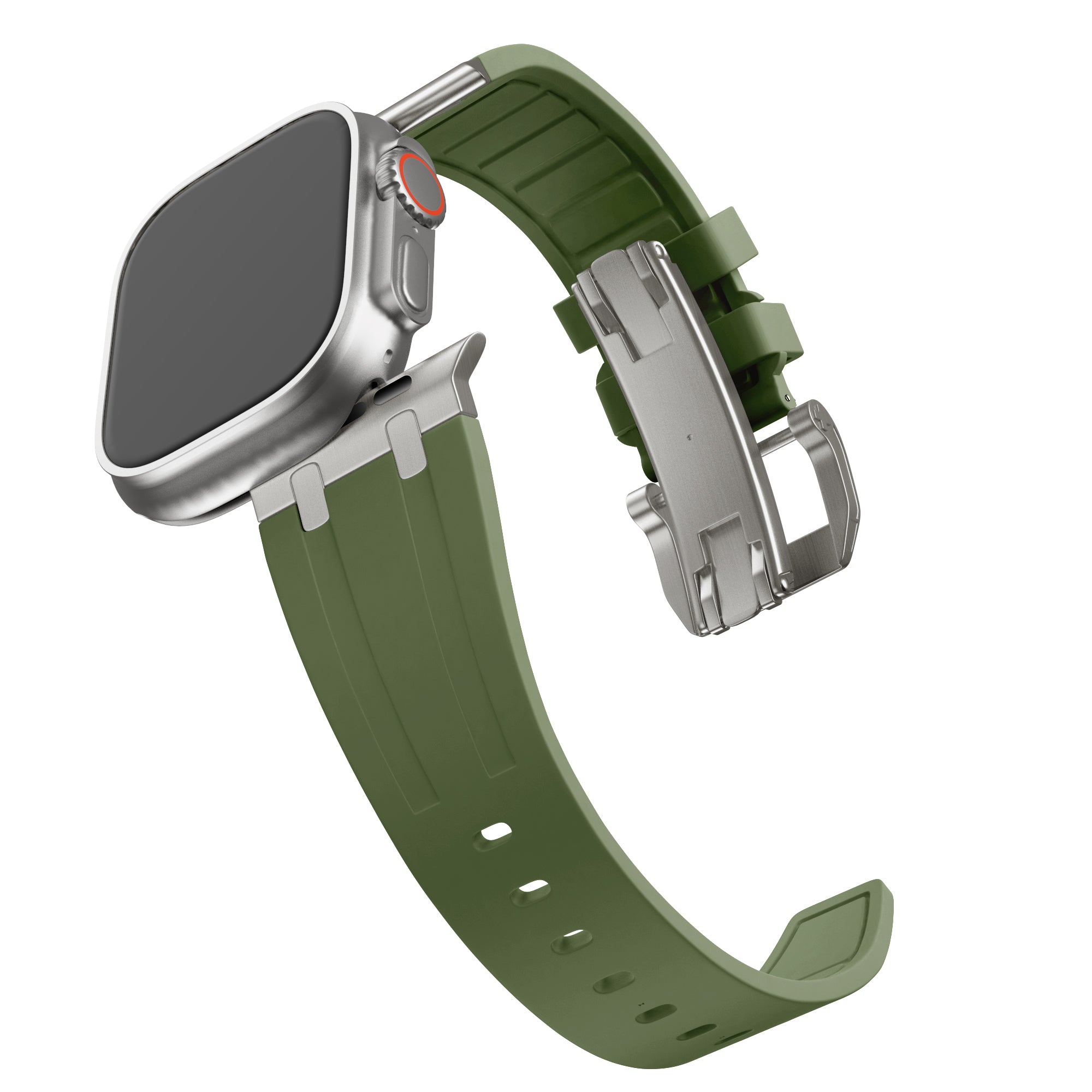 Bandz Apple Watch Ultra siliconen band 'Luxe Liquid' (groen met titanium)