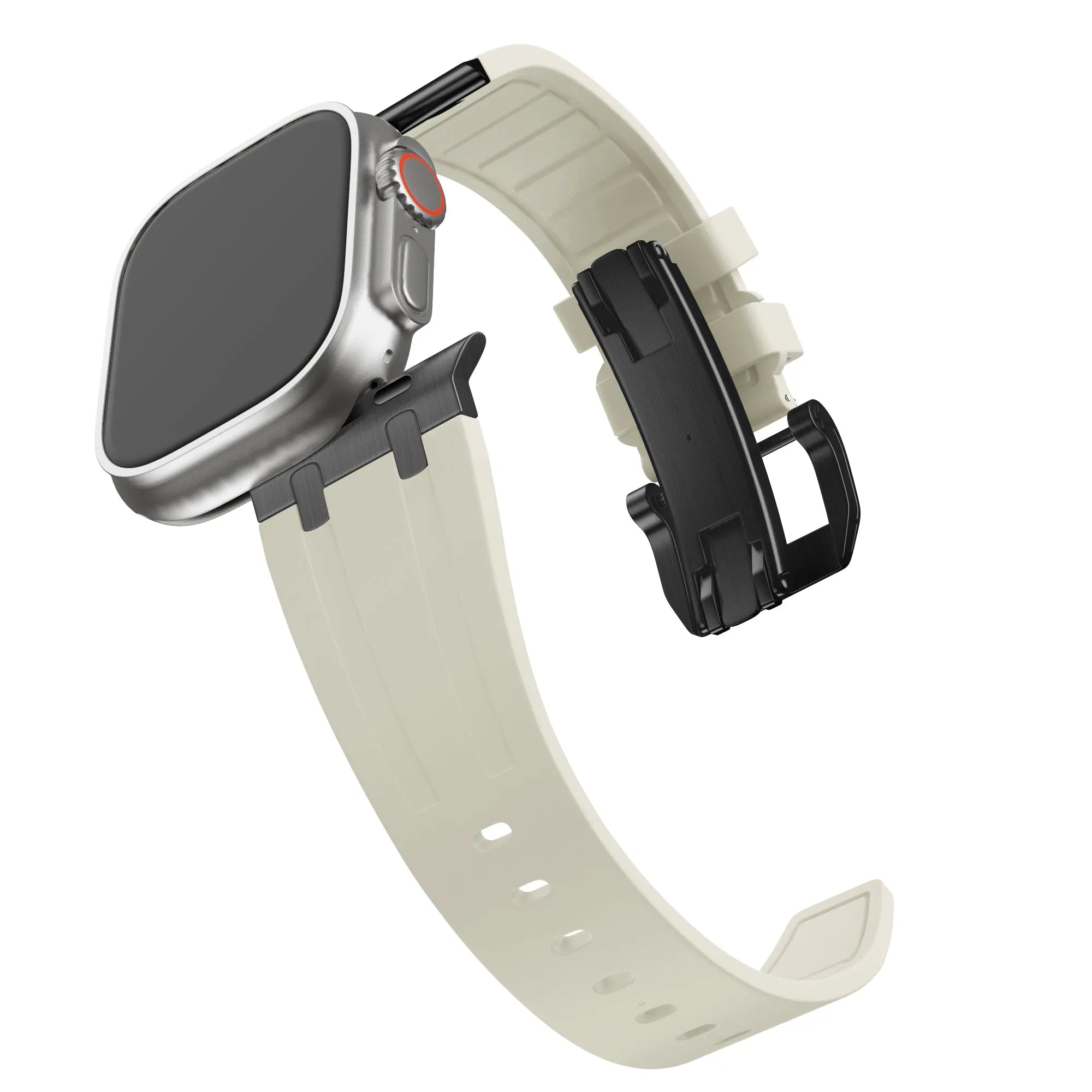 Bandz Apple Watch siliconen band 'Luxe Liquid' (beige met zwart)