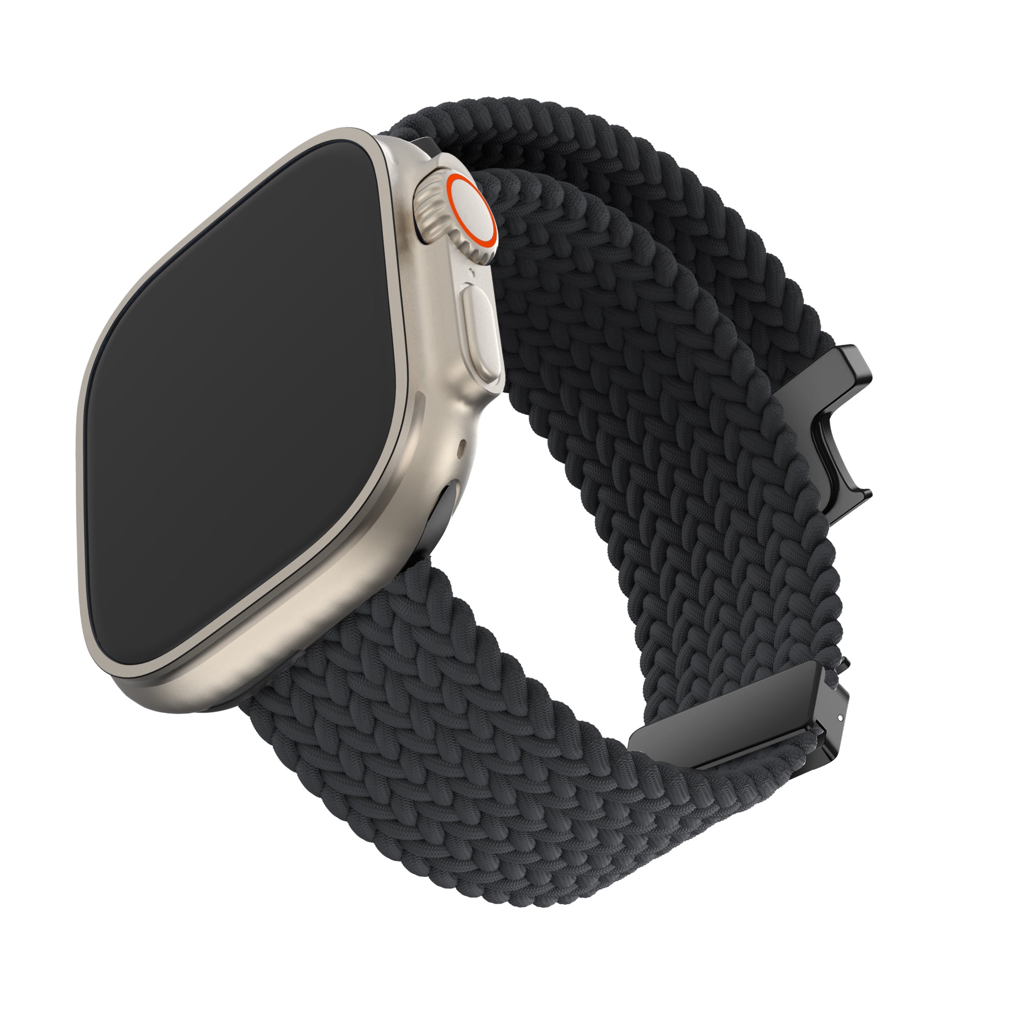 Bandz Apple Watch Ultra gevlochten band met P-buckle (zwart)