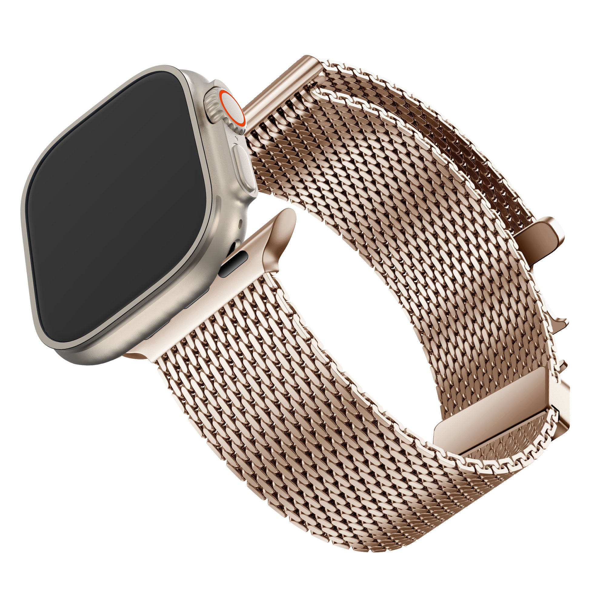Bandz Apple Watch Ultra Milanese loop band met P-buckle (roségoud)
