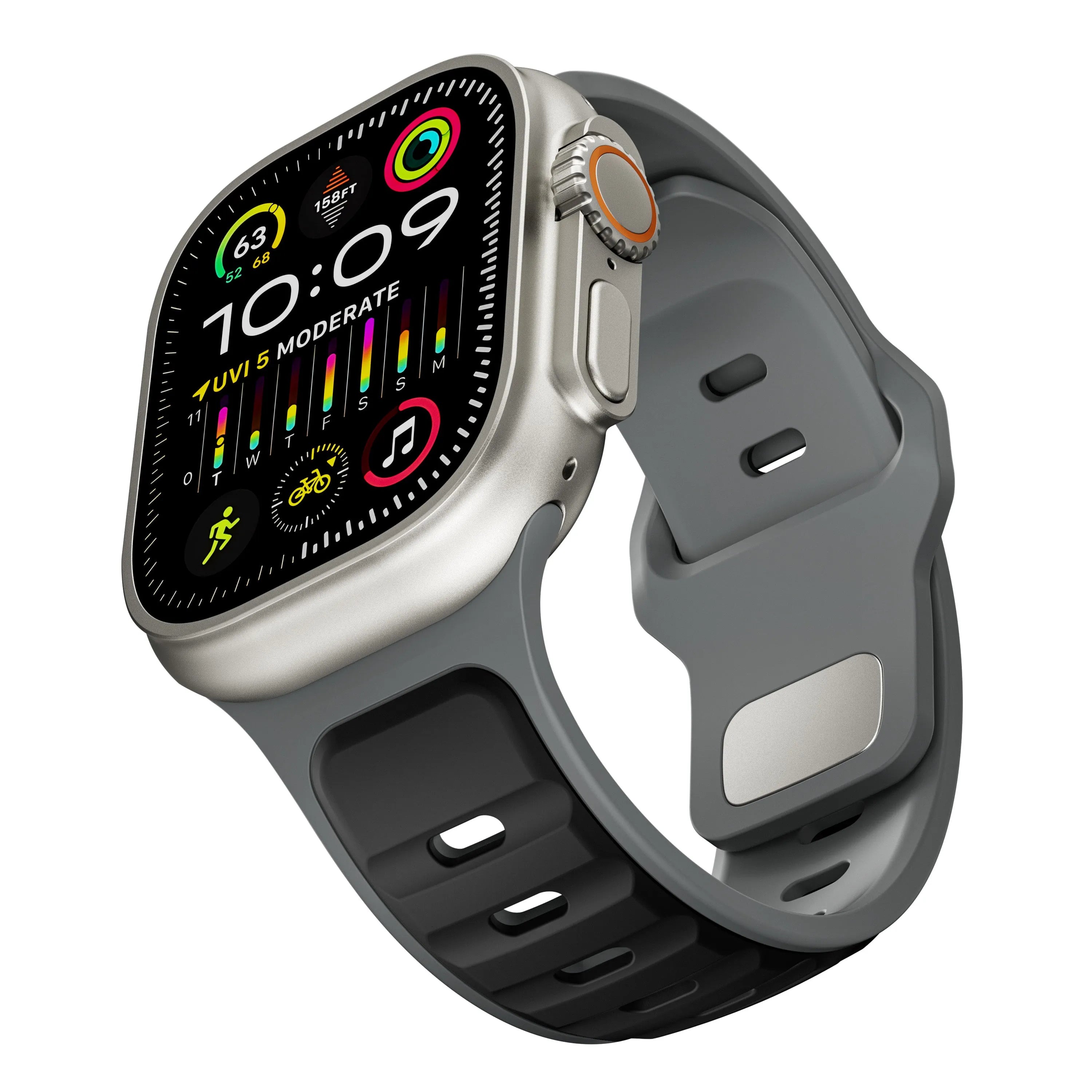 Apple Watch premium outdoor siliconen bandje (zwart/grijs)
