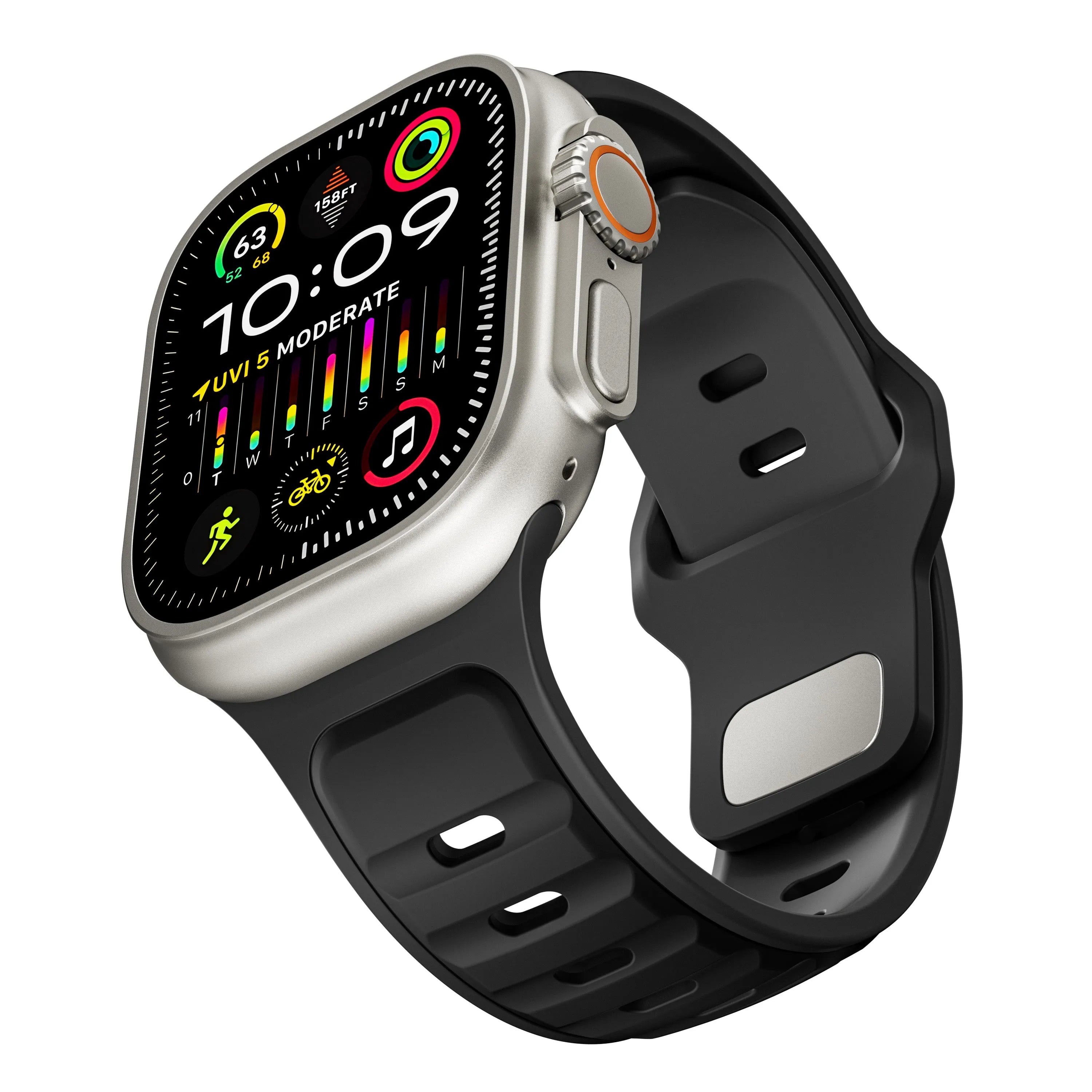 Apple Watch premium outdoor siliconen bandje (zwart/zwart)