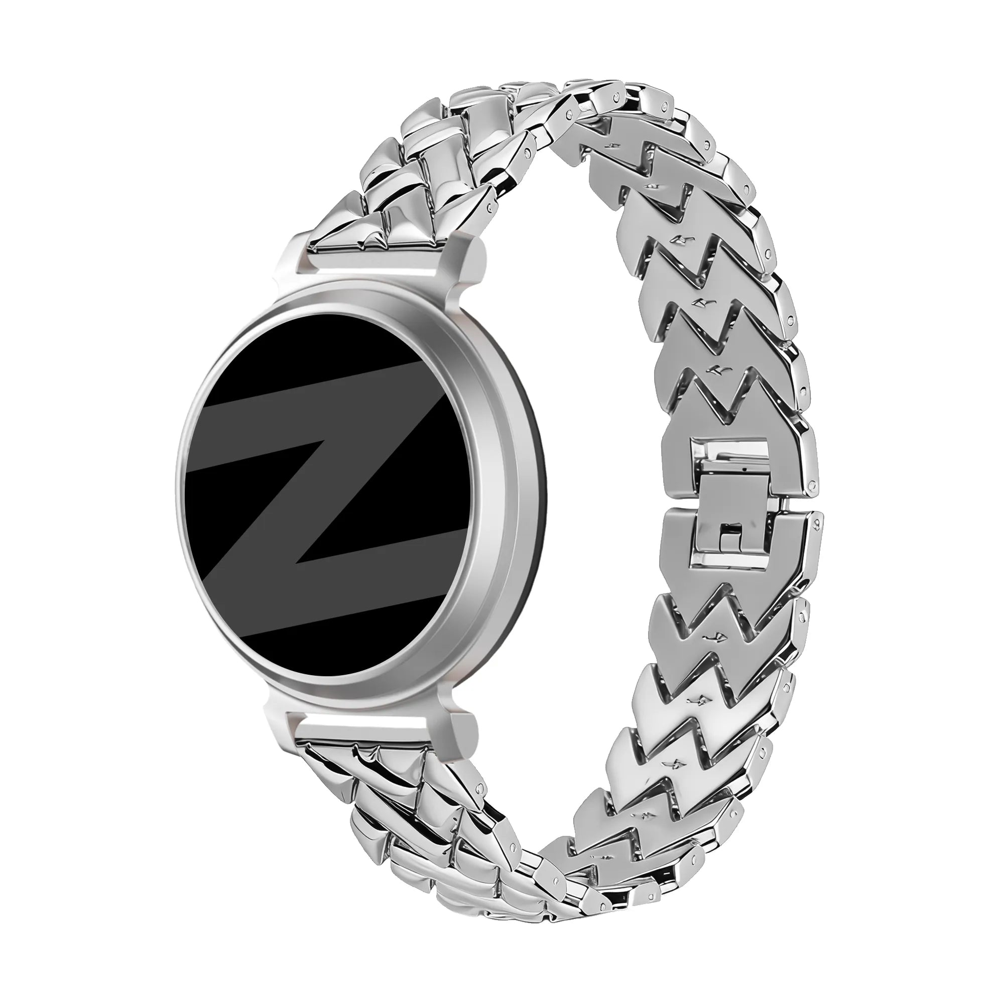 Bandz Pebble Round 2 - 14mm metalen band 'V-type' (zilver)