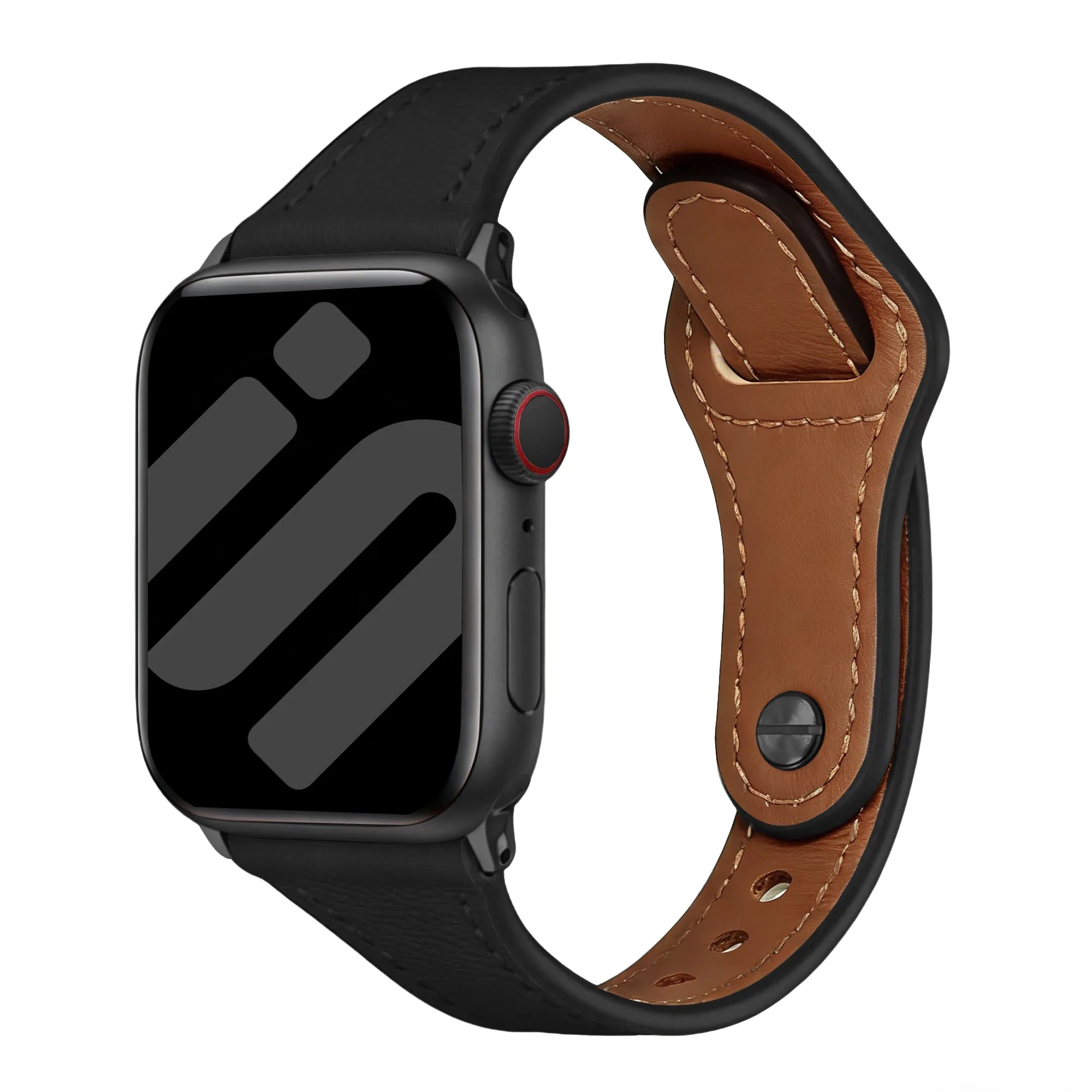 Apple Watch leren band met druksluiting (zwart)